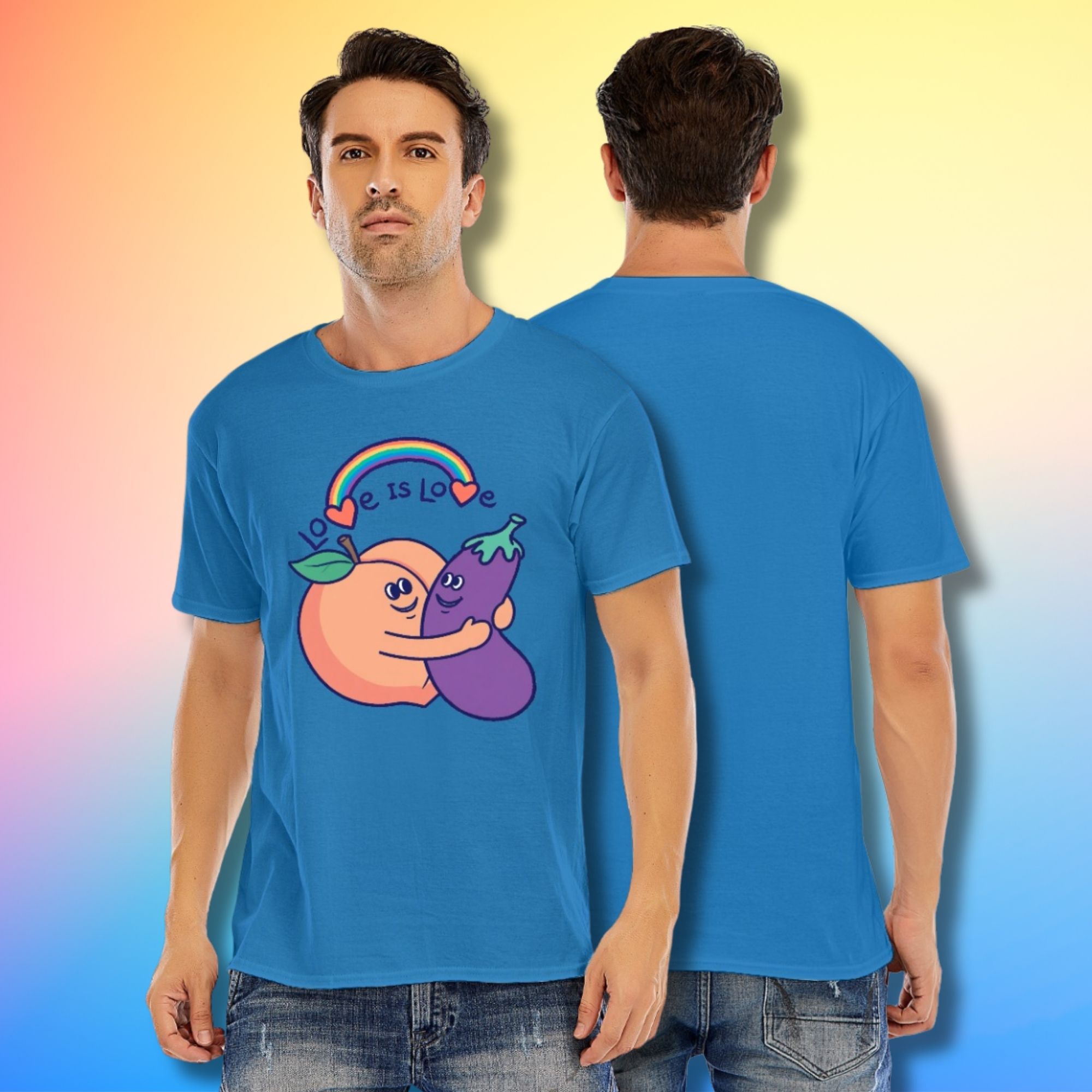 Love Is Love peach and eggplant t-shirt 