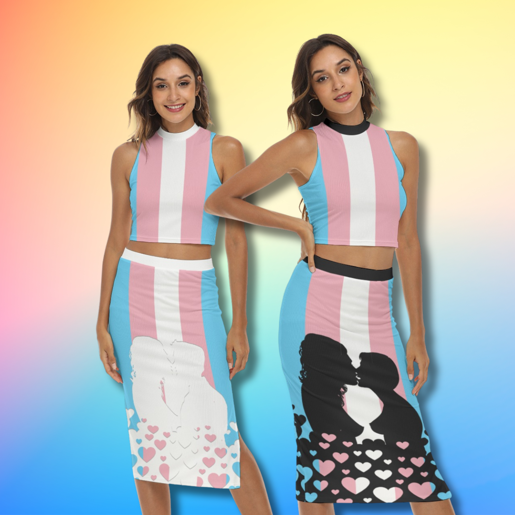 Transgender Pride Flag Skirt & Top Set