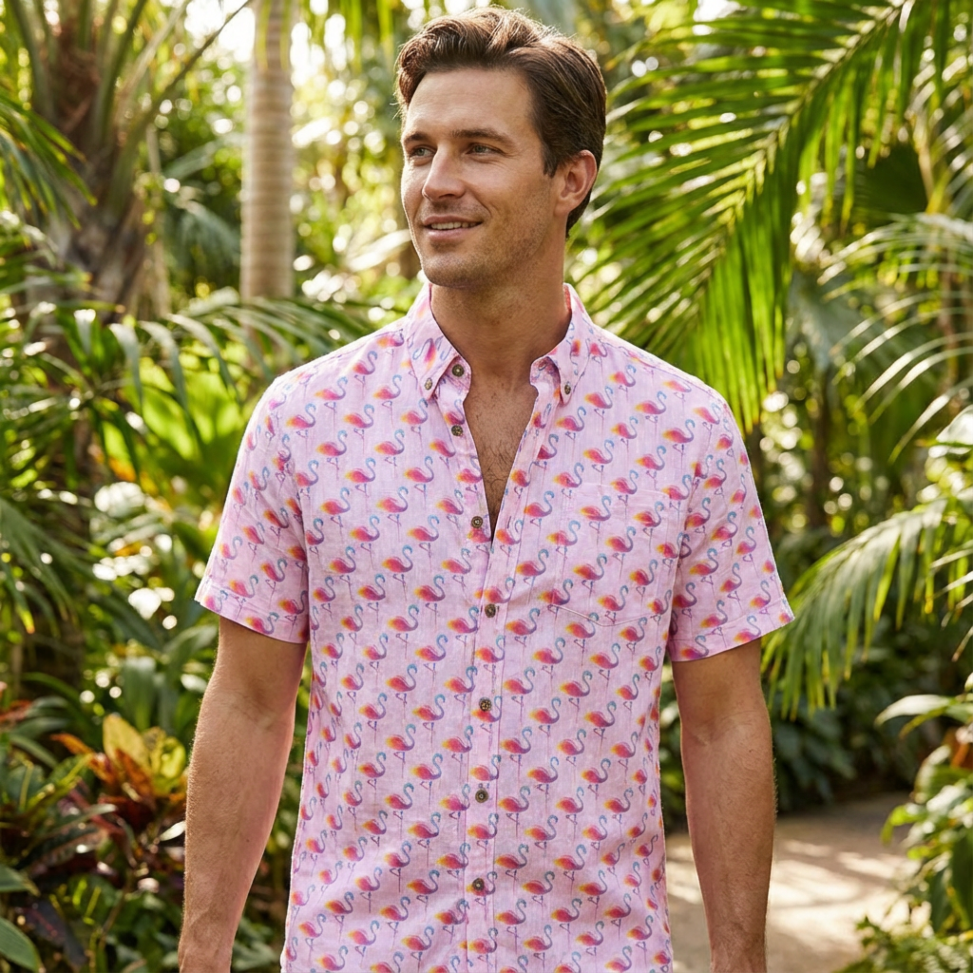 Pink Flamingo Button-Up Shirt