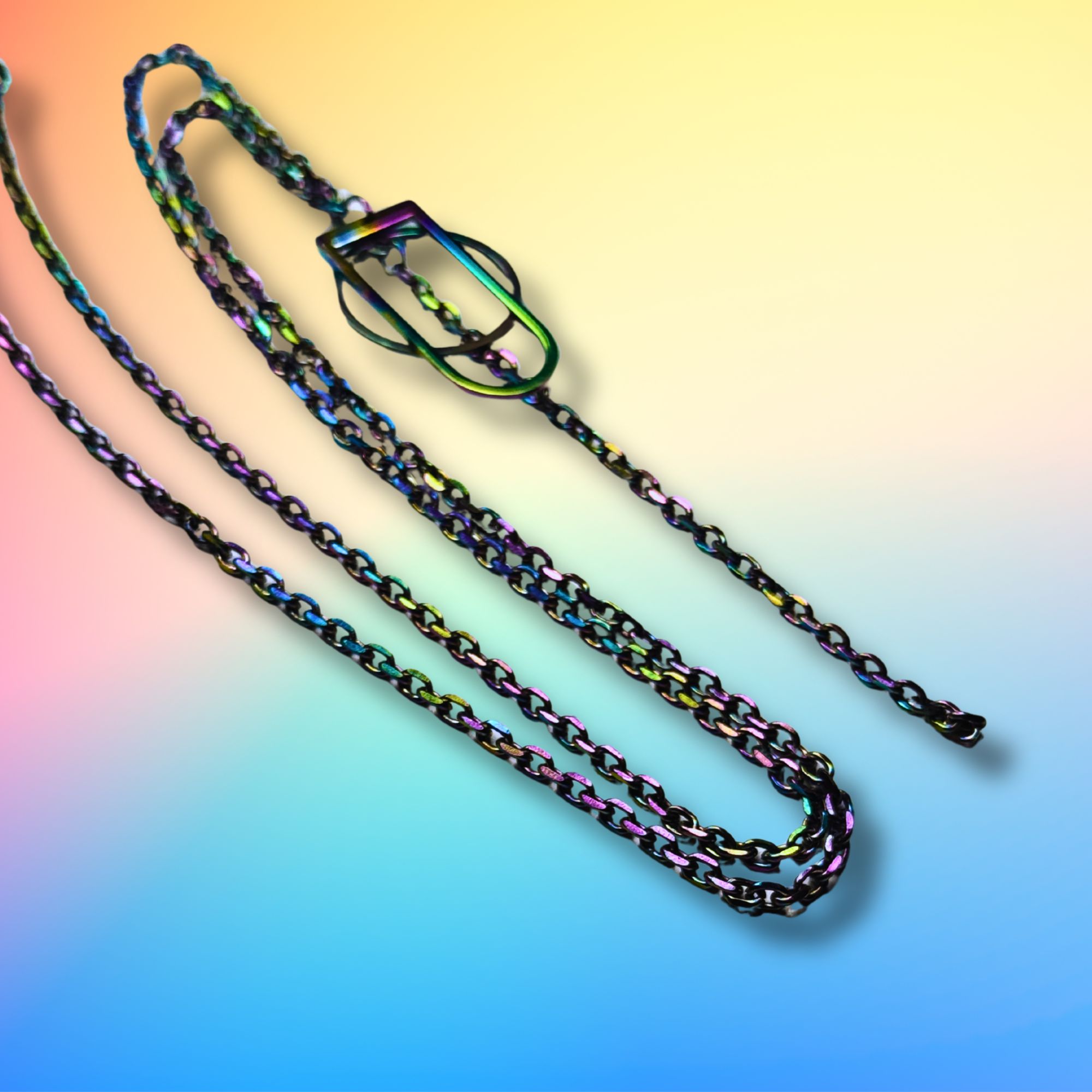 Geometric Rainbow Coloured Pendant Necklace