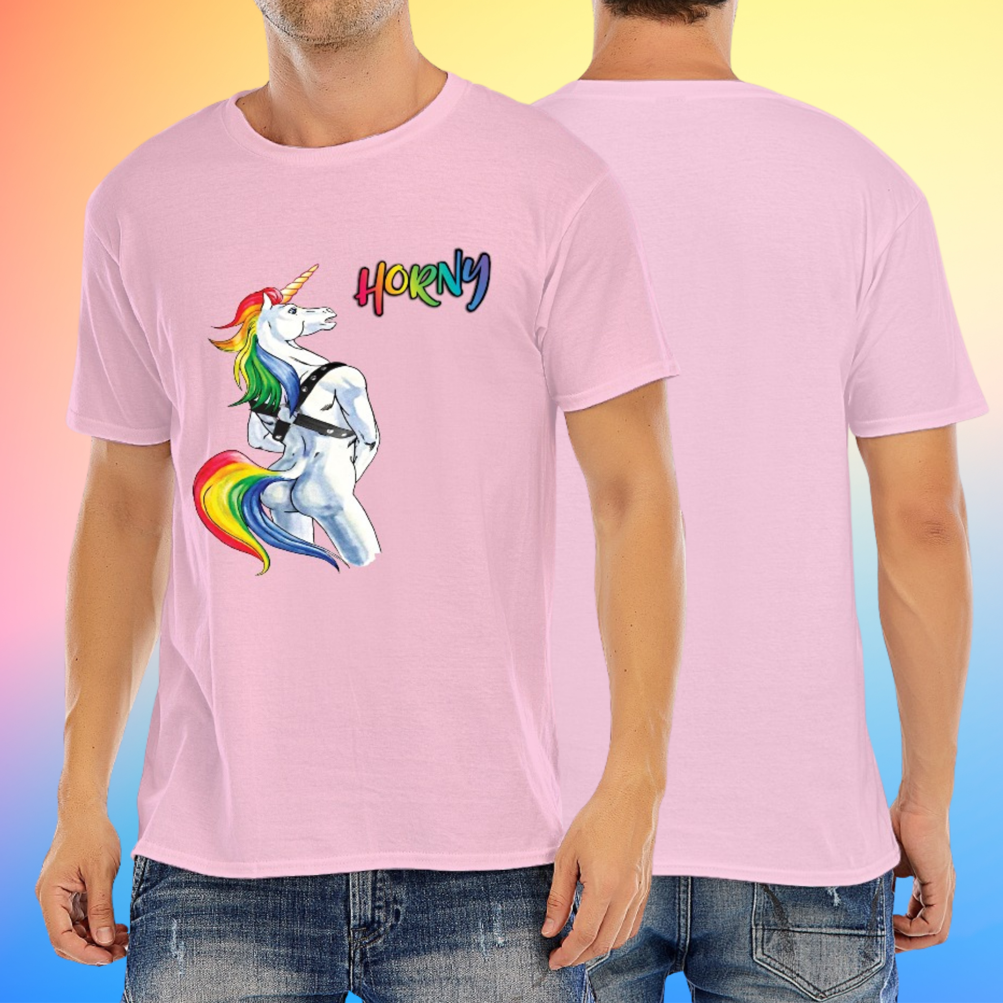 Horny Unicorn T-Shirt – Funny Gay Pride Rainbow Tee