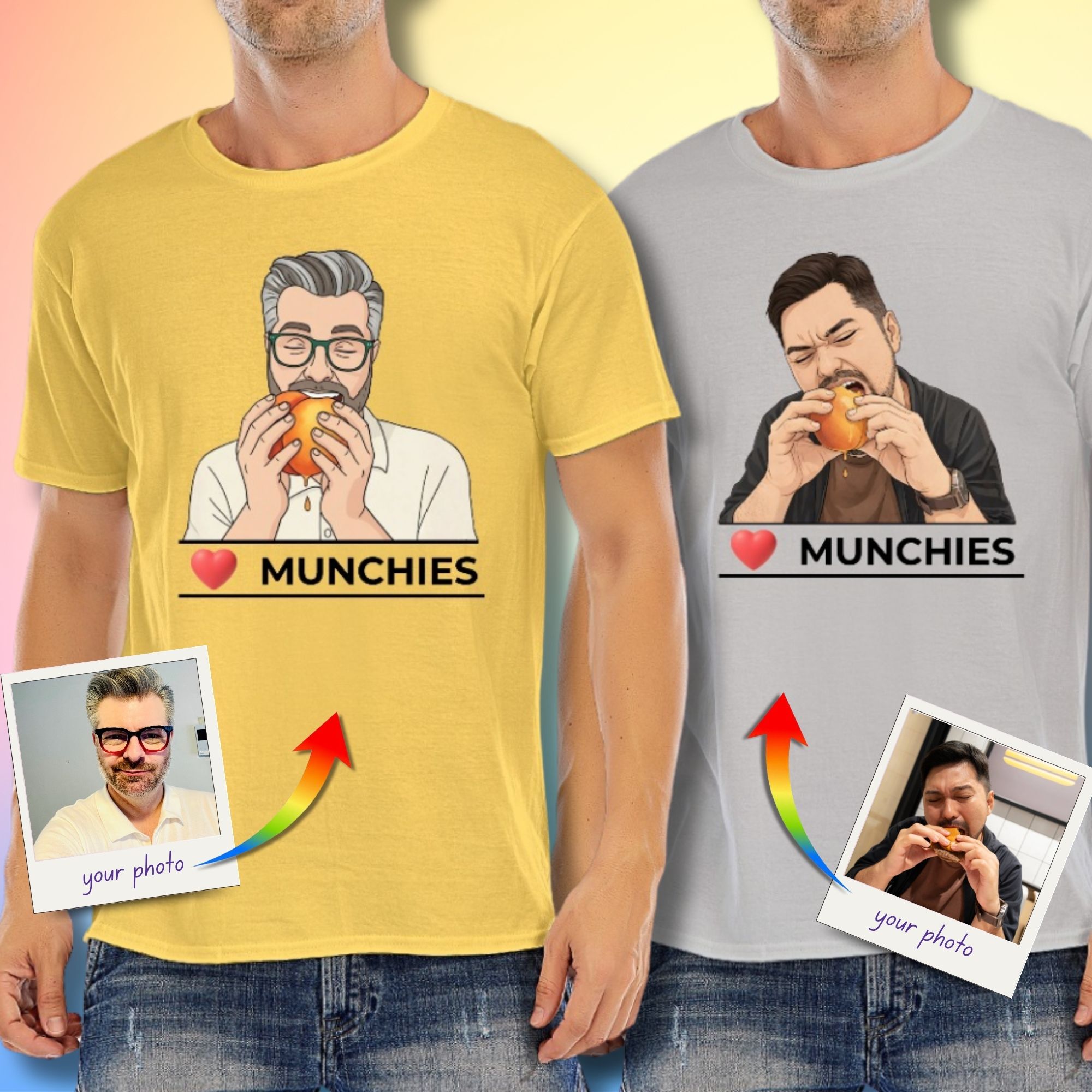 Custom Photo “Munchies” T-Shirt – Eating Peach