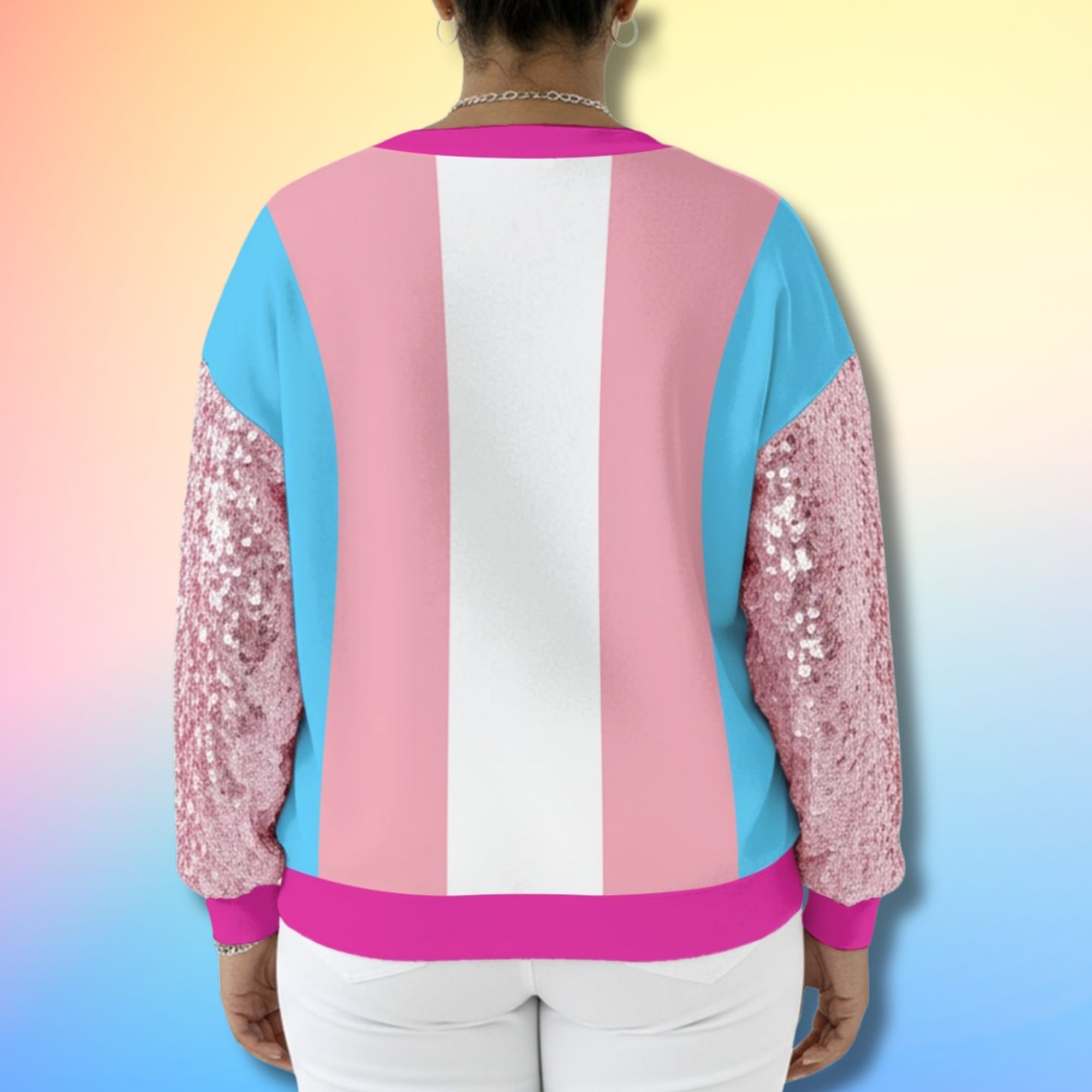 Love Is Love Trans Pride Sequin Sleeve Sweatshirt