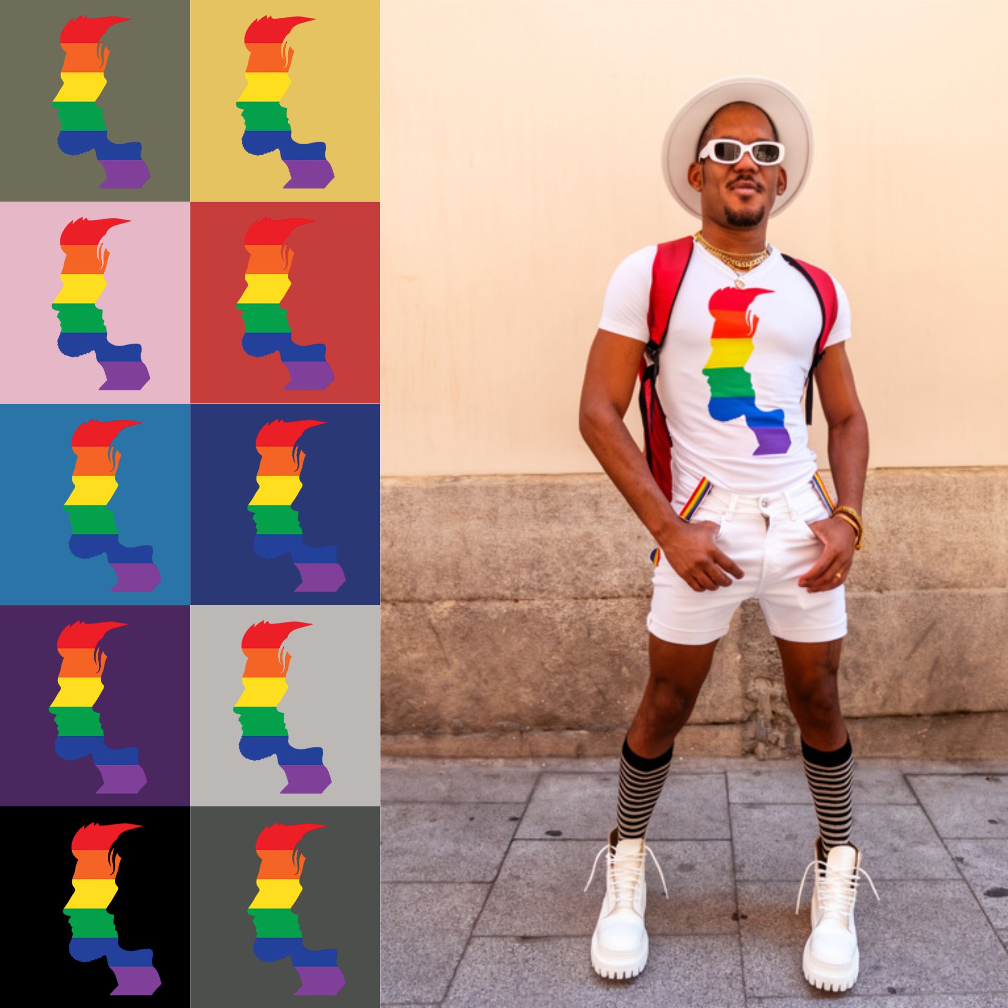 Rainbow Face Silhouette Pride T-Shirt 