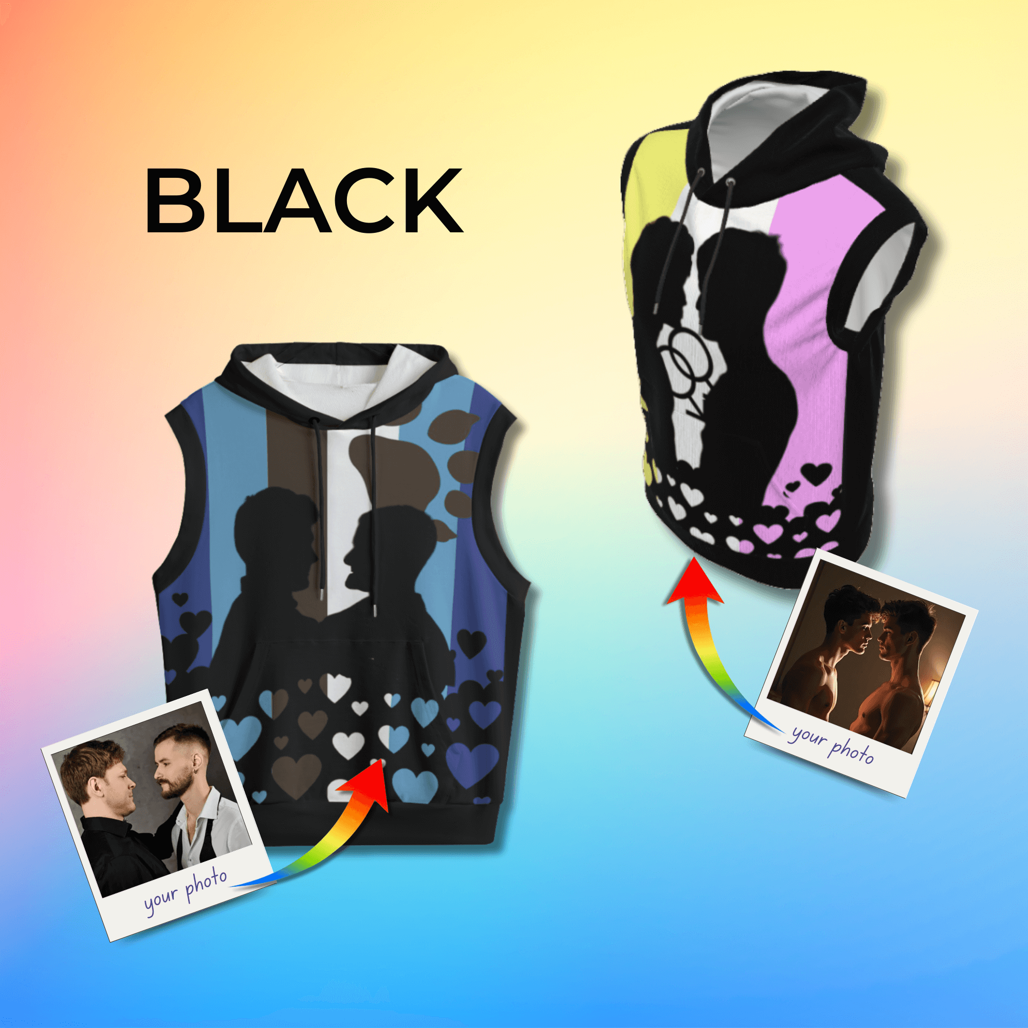 Custom Photo Pride Flag Sleeveless Hoodie