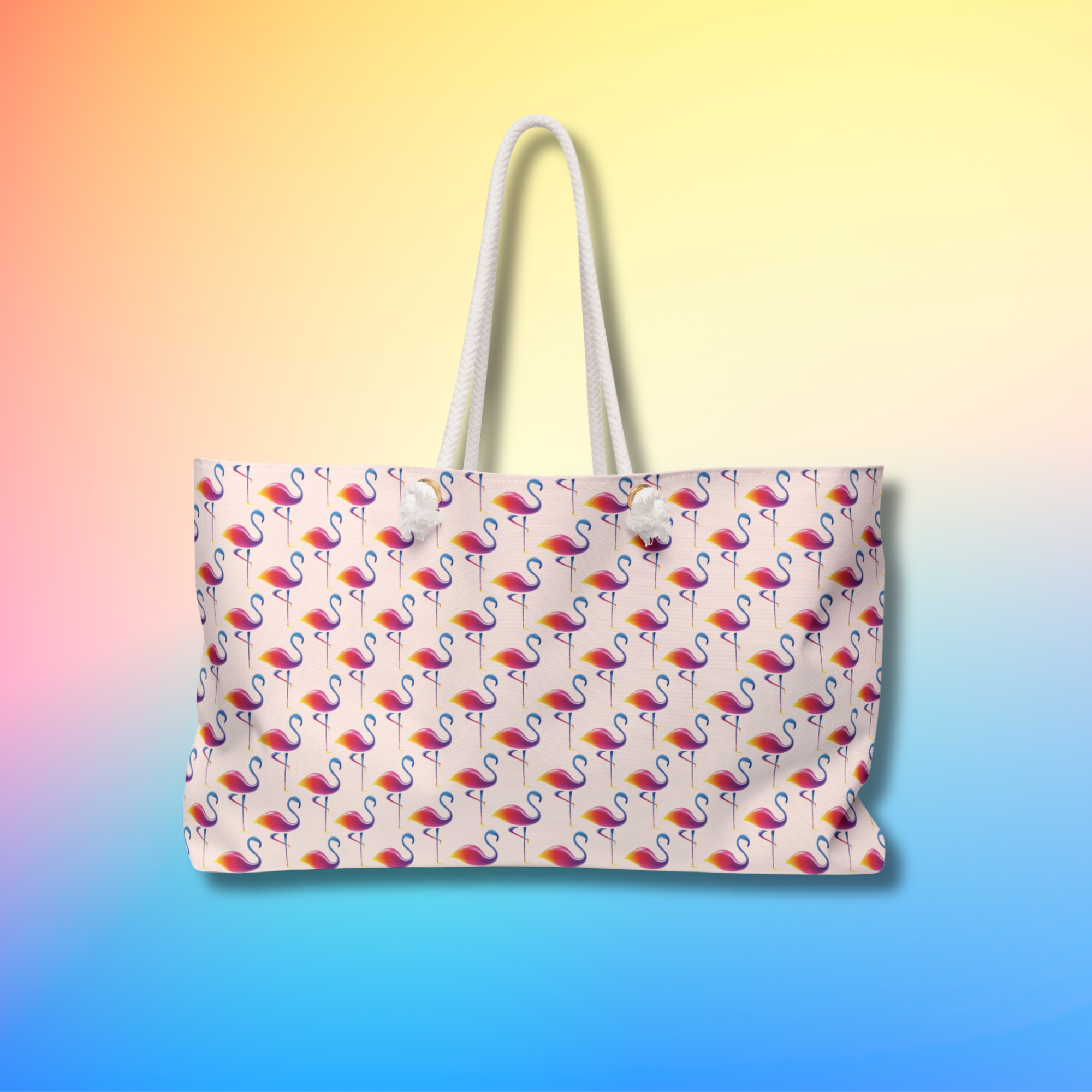 Flamingo print oversize tote beach bag