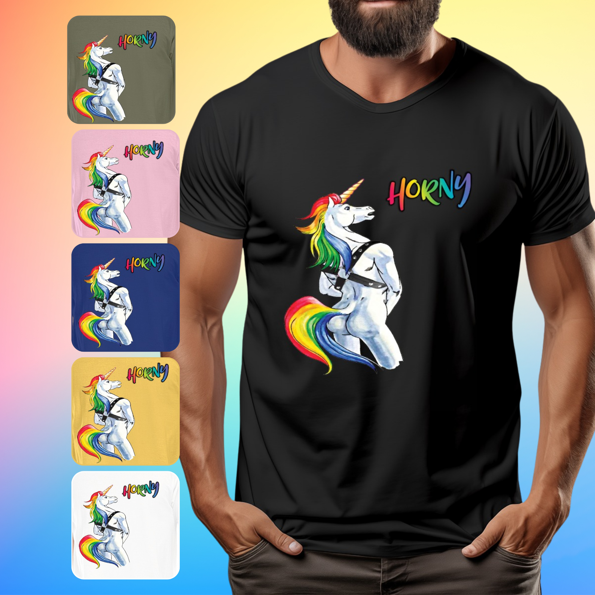 Horny Unicorn T-Shirt – Funny Gay Pride Rainbow Tee