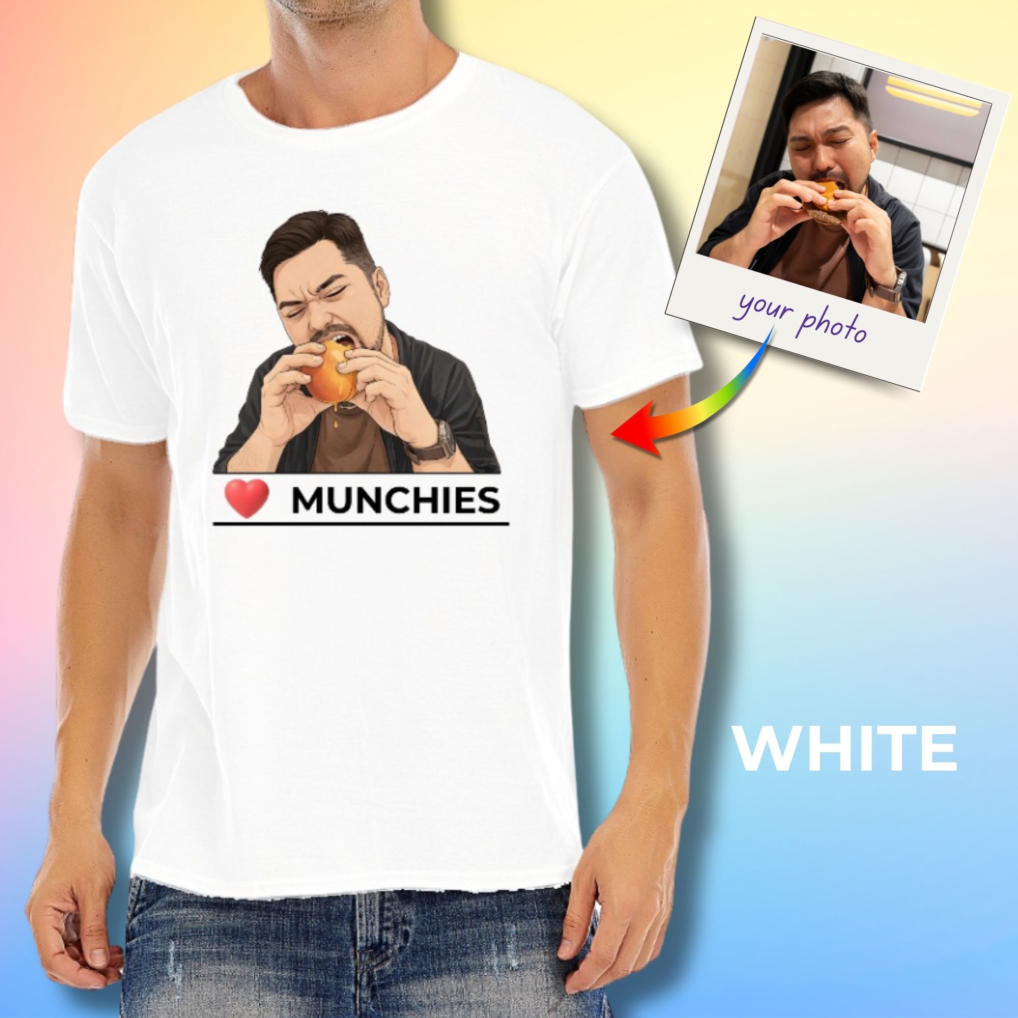 Custom Photo “Munchies” T-Shirt – Eating Peach