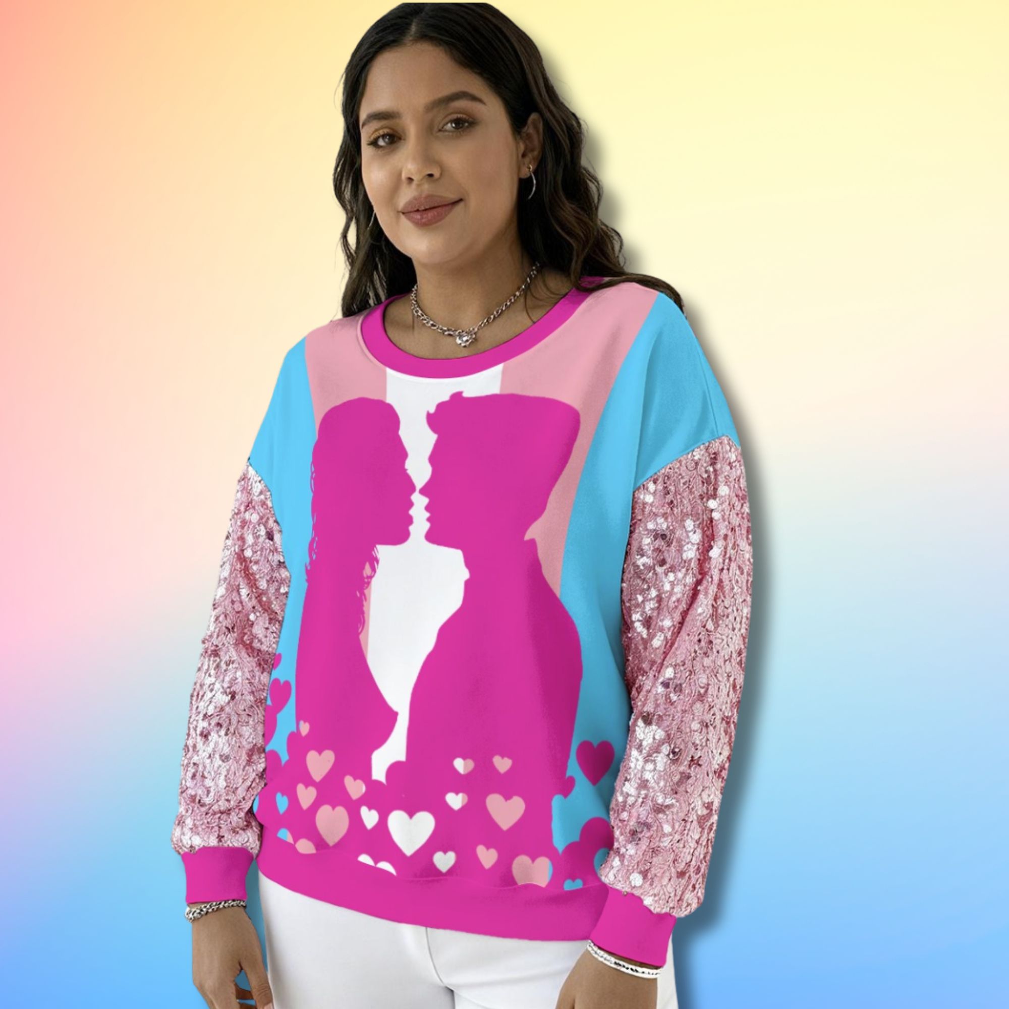 Transgender Kiss Sequin Sleeve Sweatshirt