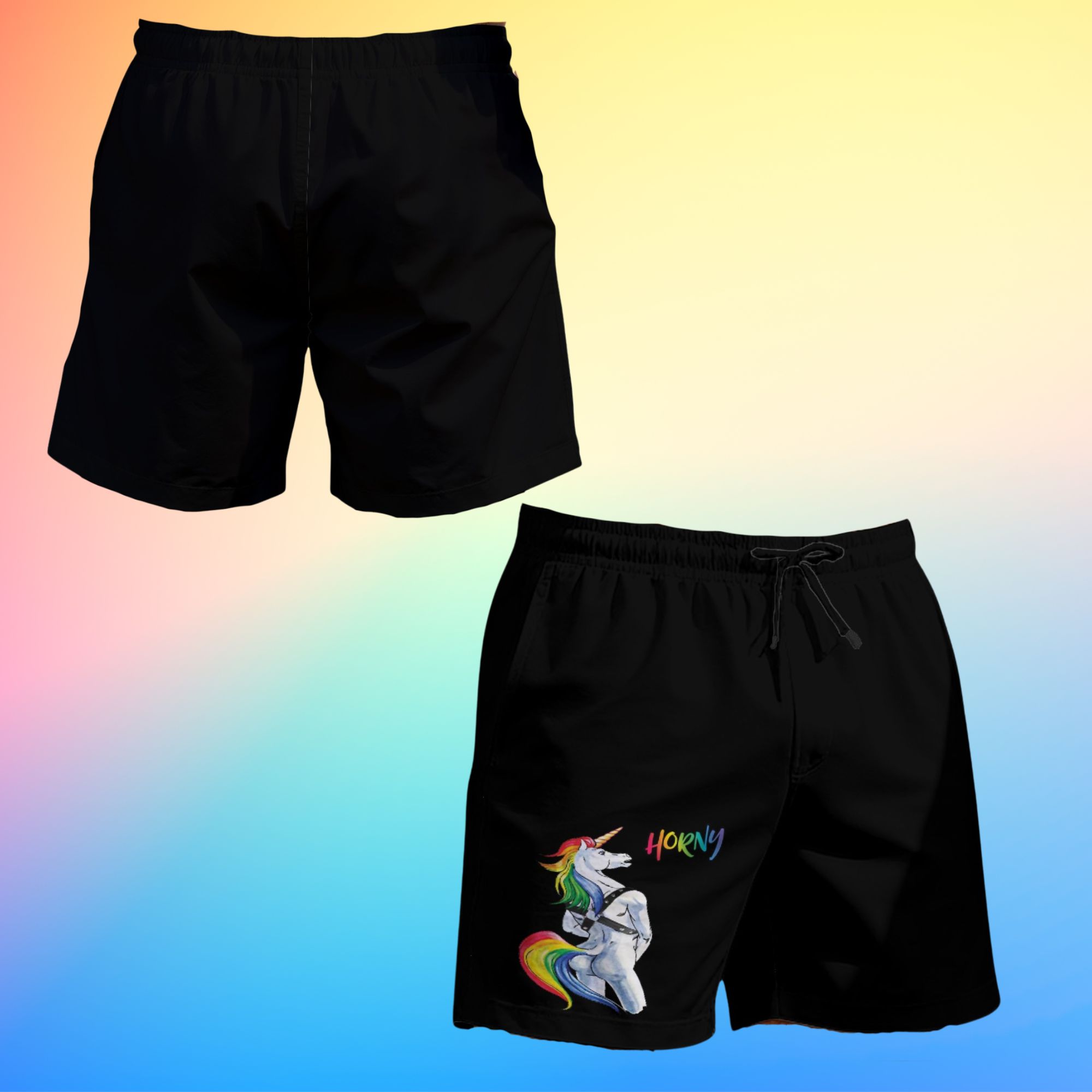 Horny Unicorn Gay Swim Shorts