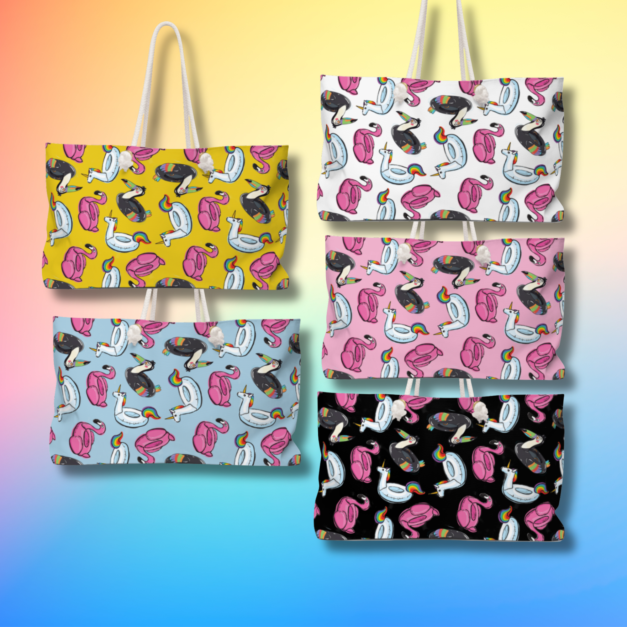 Pool floaties print oversize tote beach bag