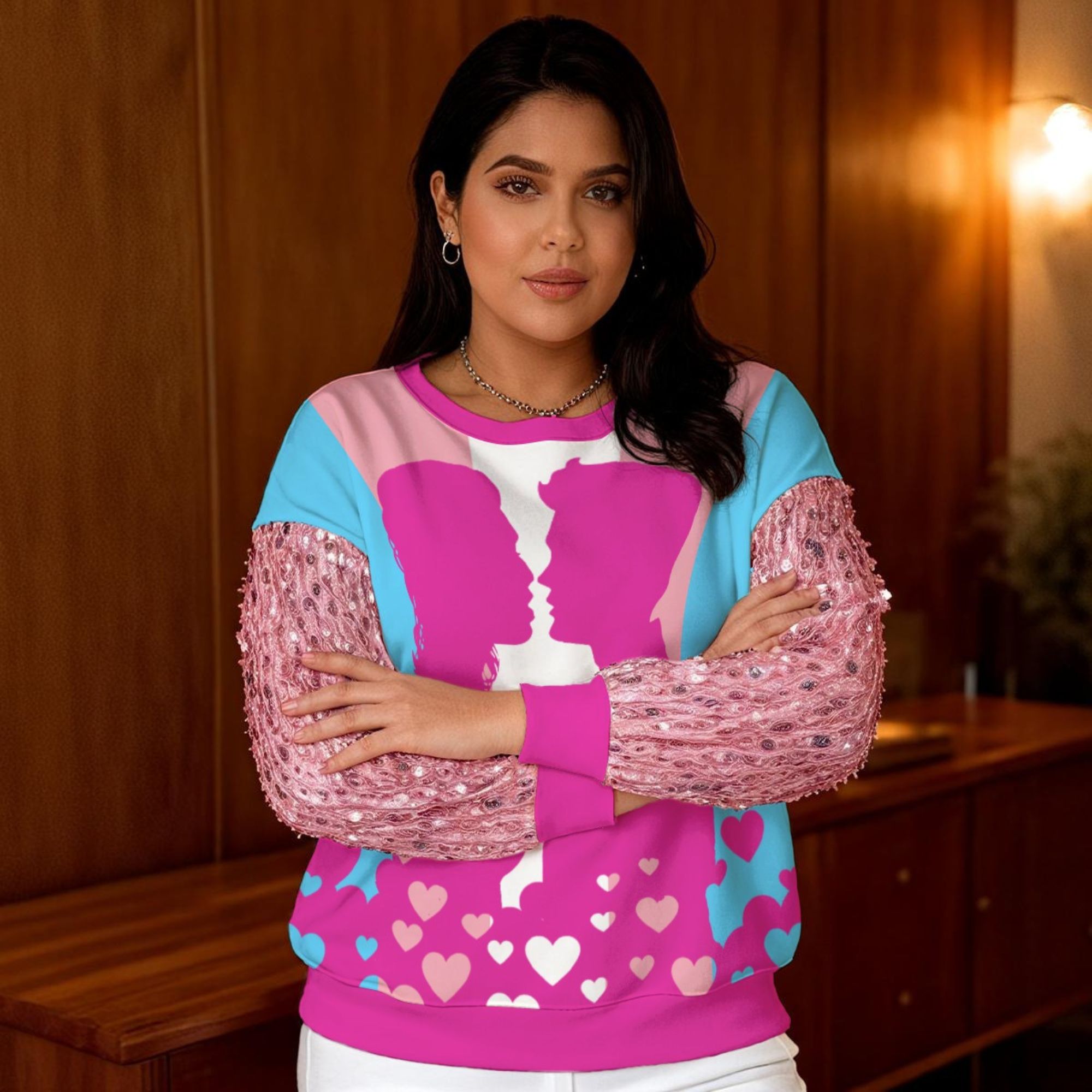 Transgender Kiss Sequin Sleeve Sweatshirt