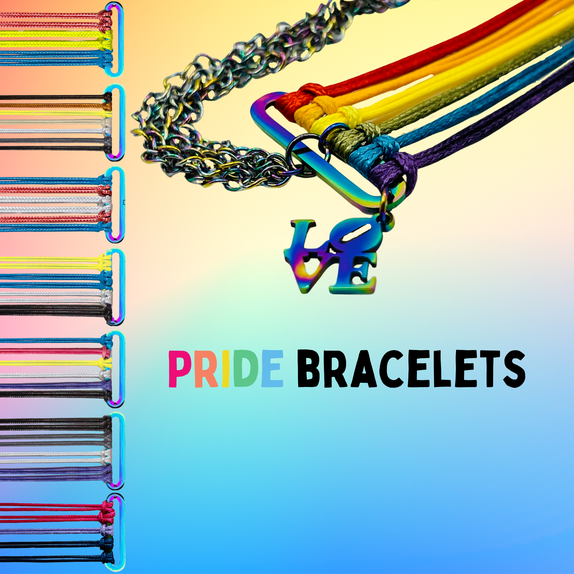 Custom Pride Flag Bracelet: LGBT Jewellery, Rainbow Charm