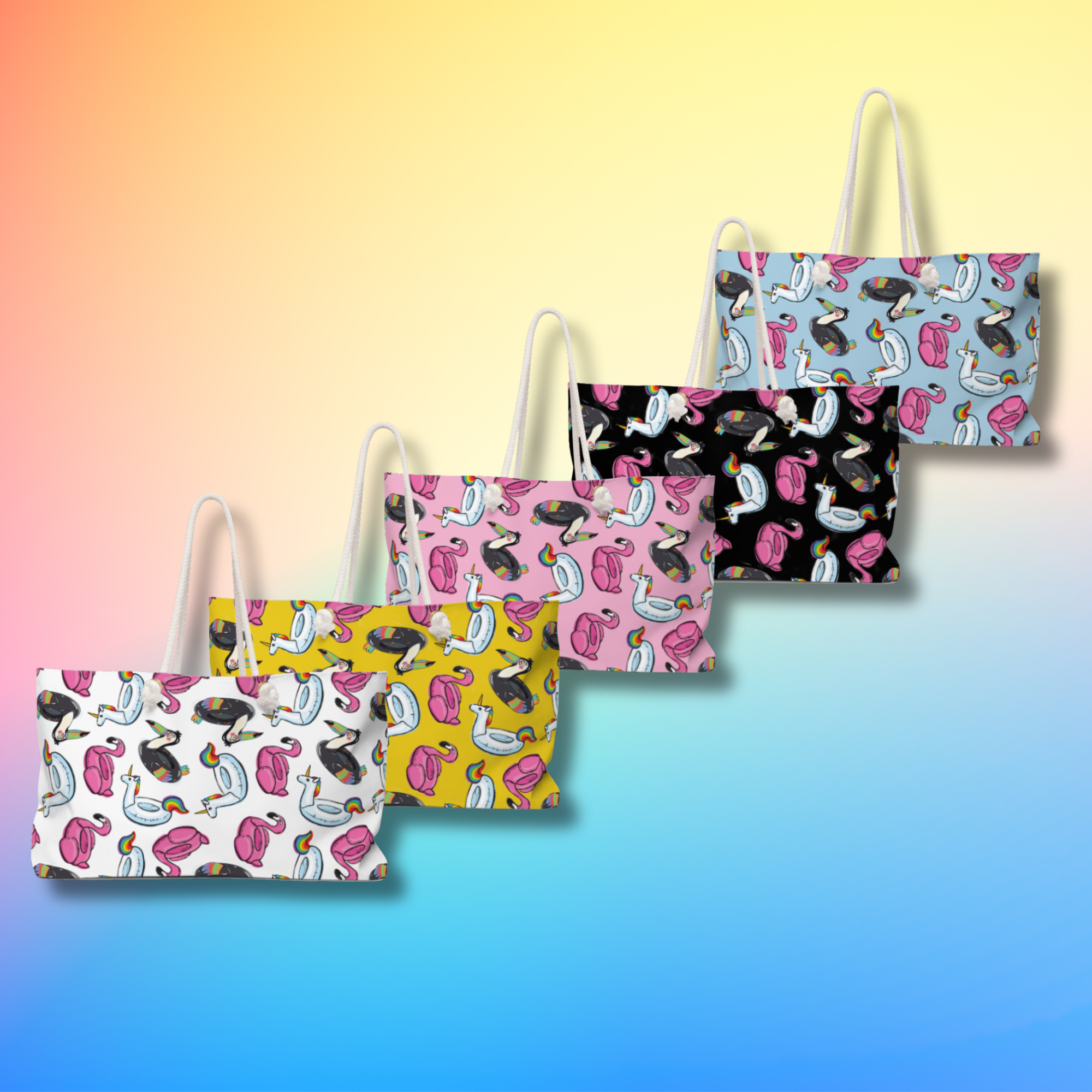 Pool floaties print oversize tote beach bag
