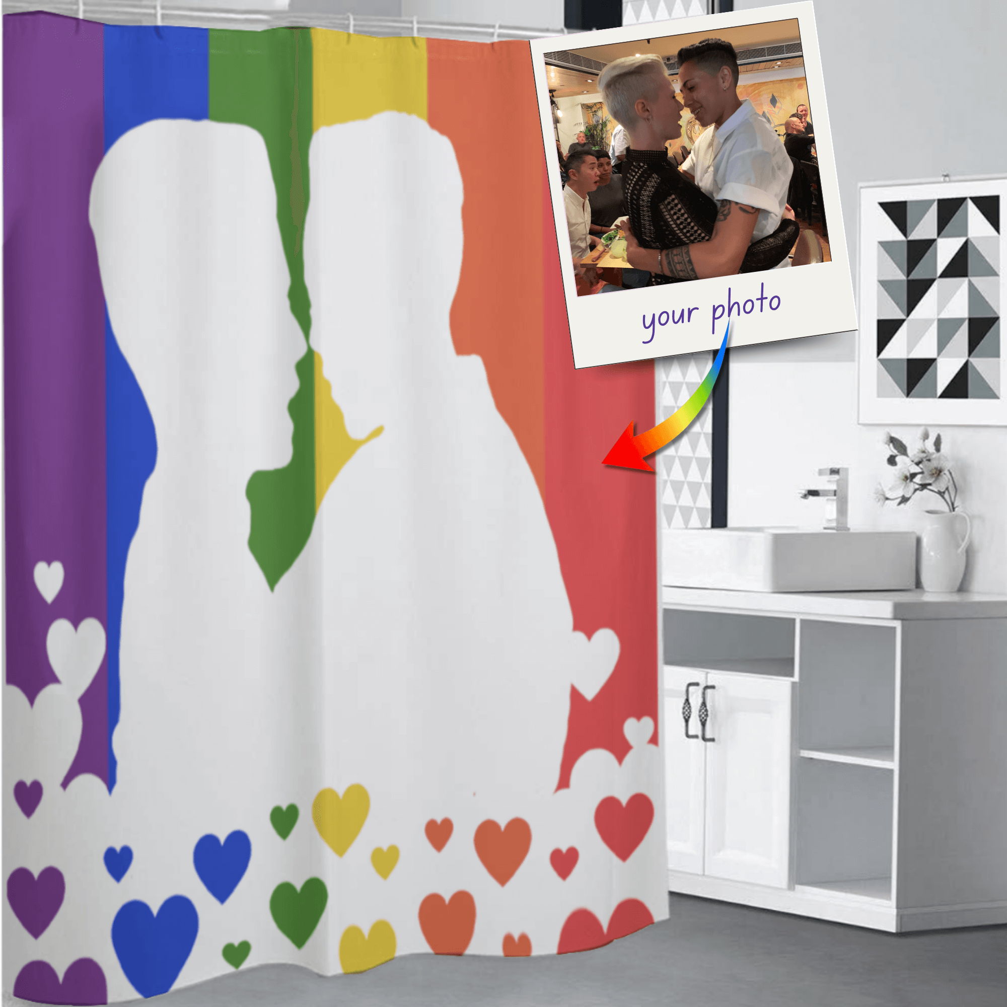 Custom Photo Pride Flag Shower Curtain