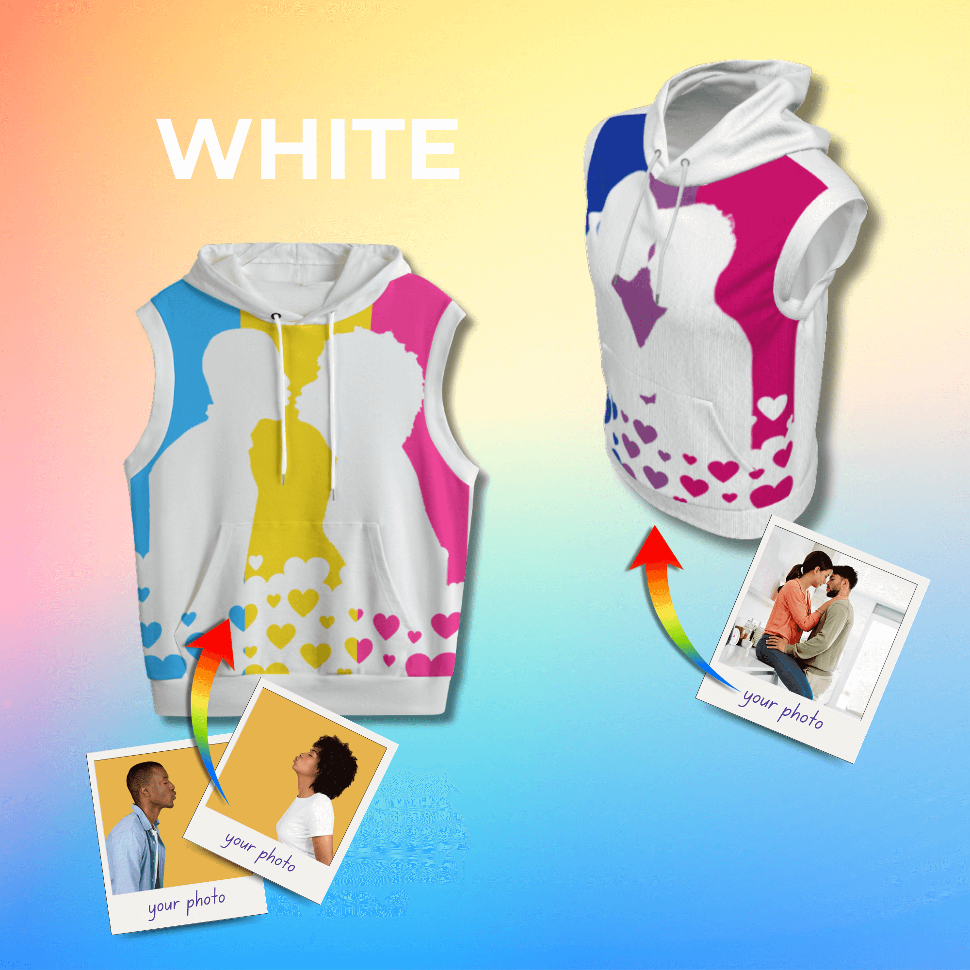 Custom Photo Pride Flag Sleeveless Hoodie