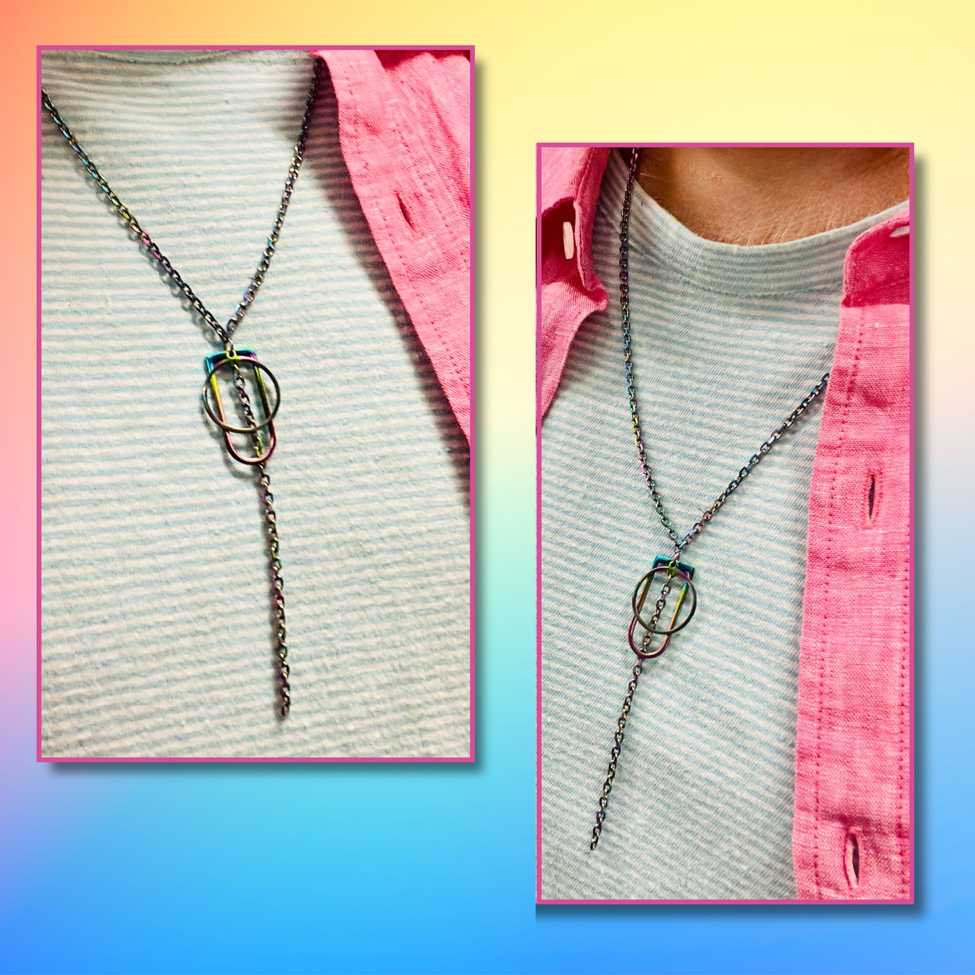 Geometric Rainbow Coloured Pendant Necklace