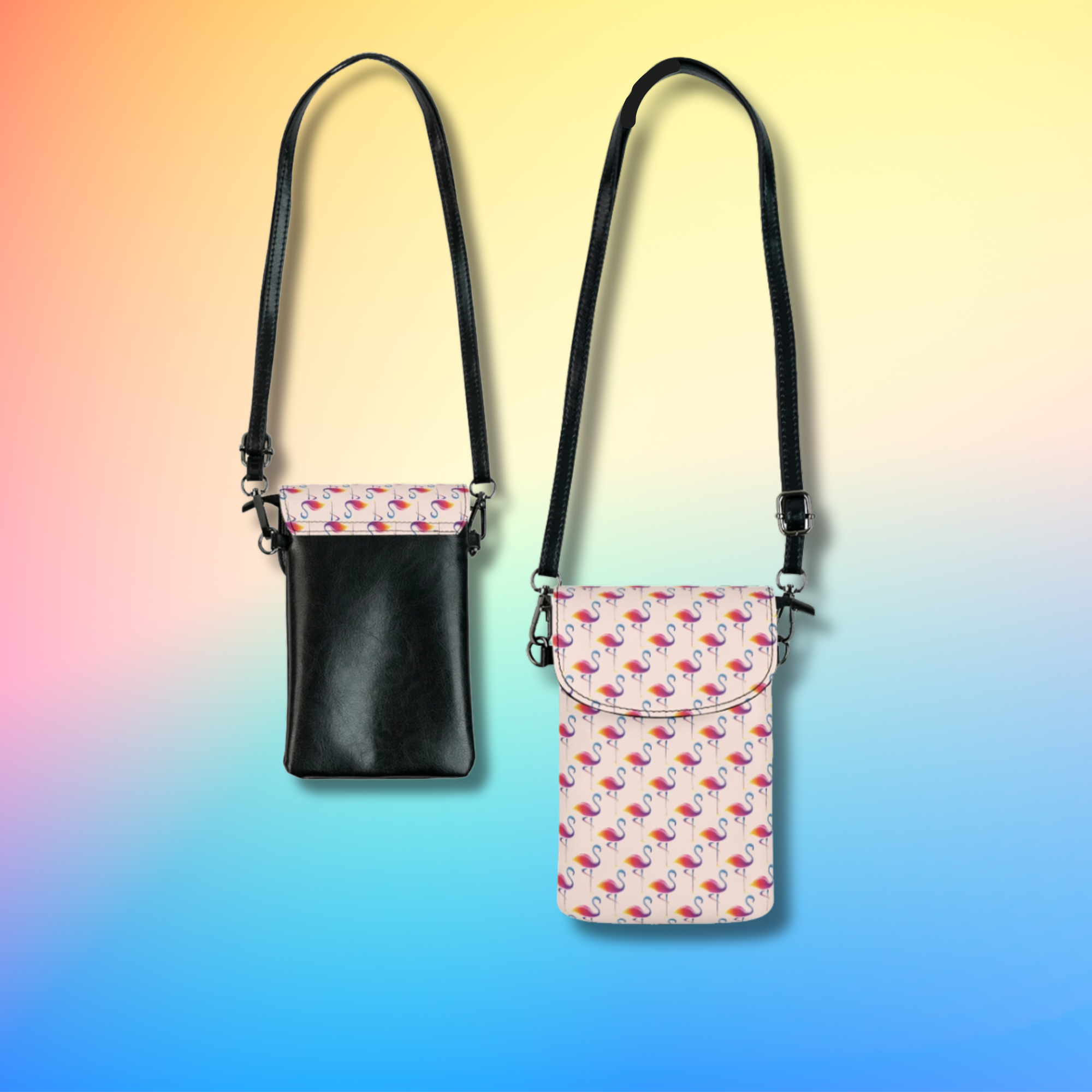 Flamingo print crossbody phone wallet bag