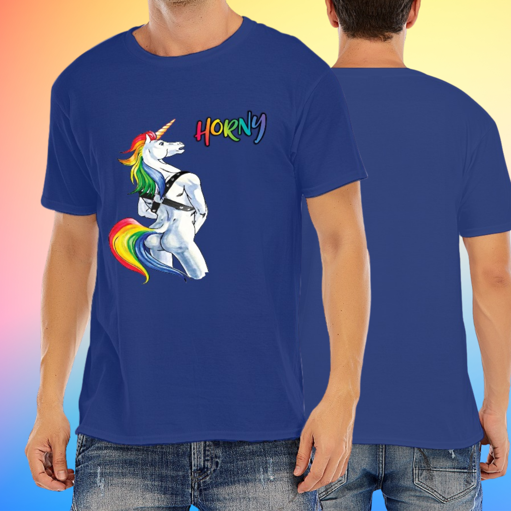 Horny Unicorn T-Shirt – Funny Gay Pride Rainbow Tee