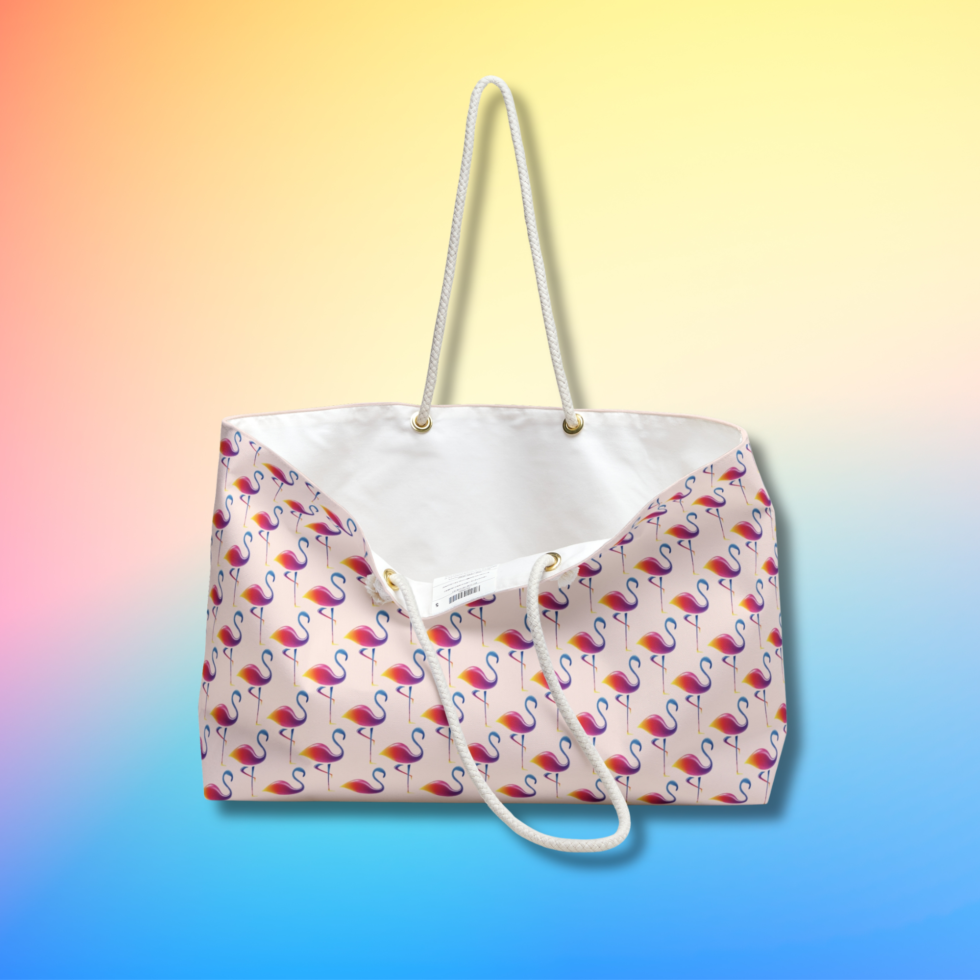 Flamingo print oversize tote beach bag