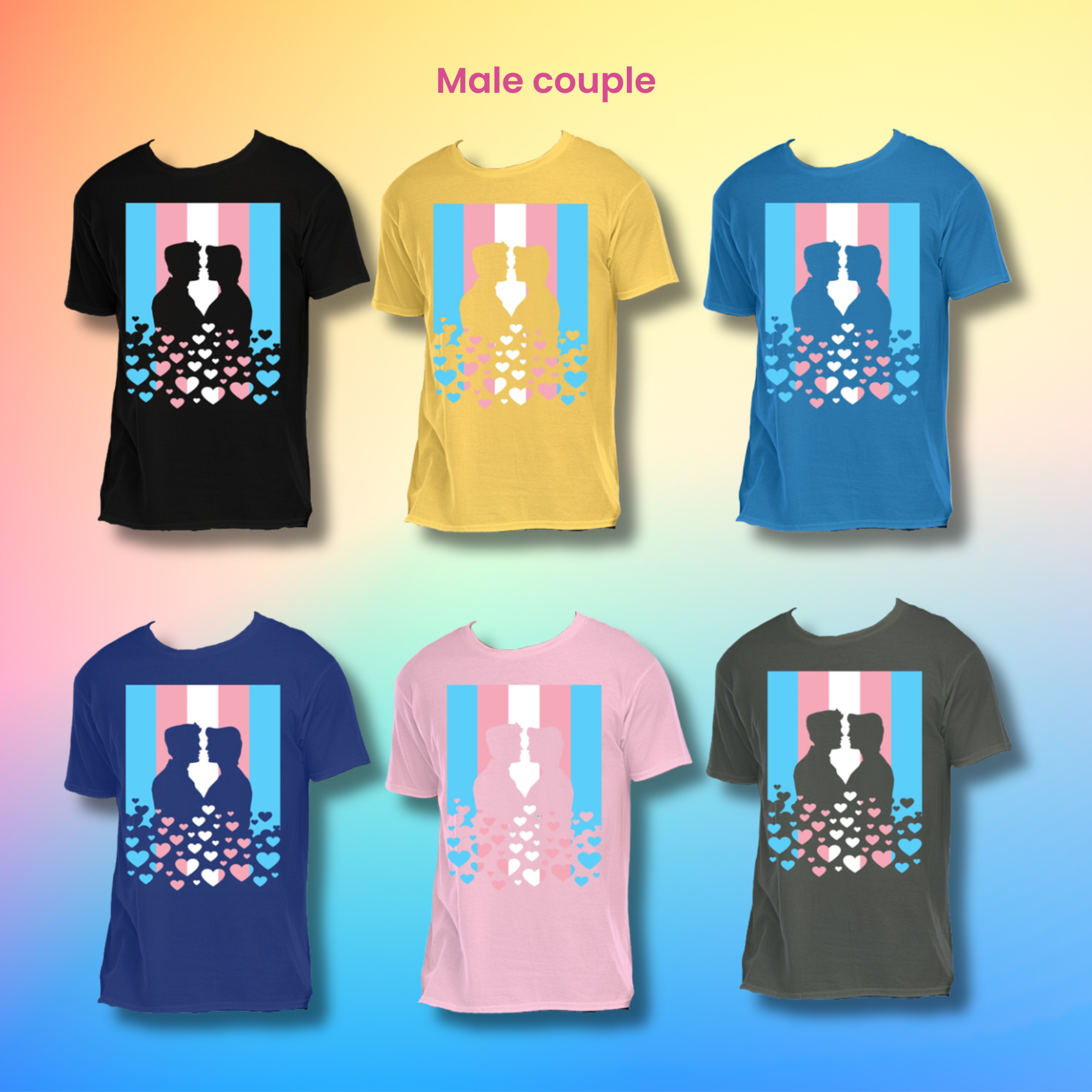 Transgender Pride Flag Couple Kissing T-Shirt