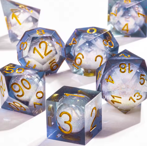 Set de dés JDR noyau liquide Galaxy Laiteuse & Bulle Opale