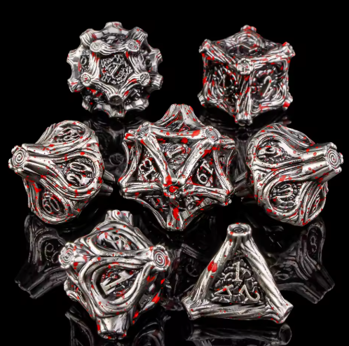 Set de dés JDR Métal Racine Sanglante & Cendre