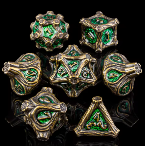 Set de dés JDR Métal Racine Ancienne & Verdure