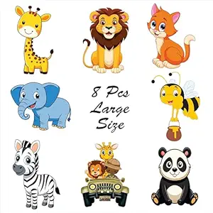 Large Cartoon Animal Wall Stickers Set
