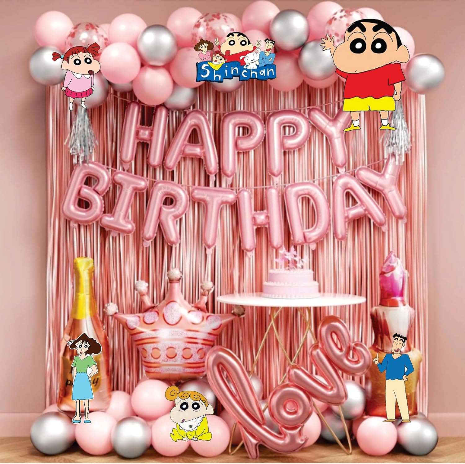 Shinchan Theme Birthday Party Decoration Cut-Outs Set, 6 Characters I Happy Birthday Party Decoration for Kid's