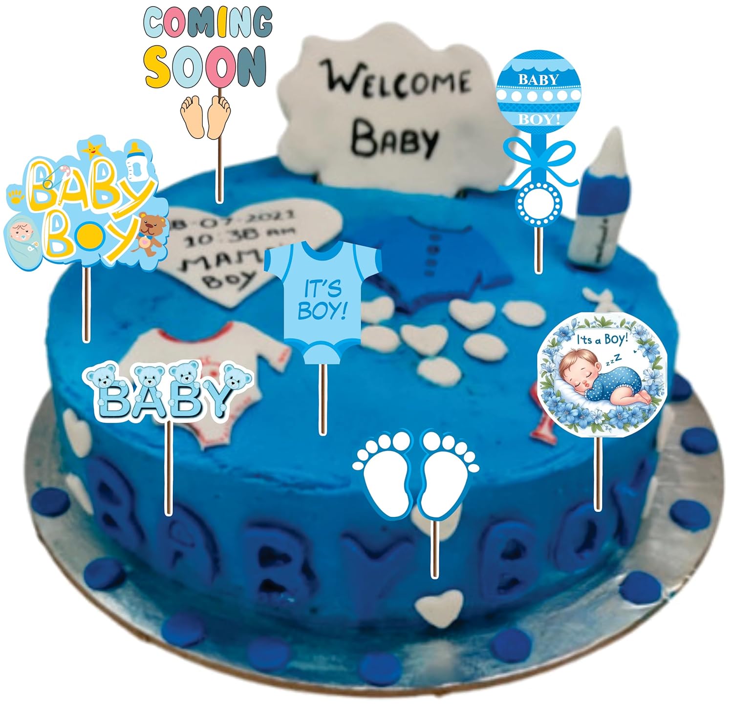  Creative Props Baby Shower Photo Props Set, Pink and Blue Boy & Girl Combo Theme, 23 Pieces with Sticks, Heart Frames and Baby Icons, 3.7 Inch x 4 Inch