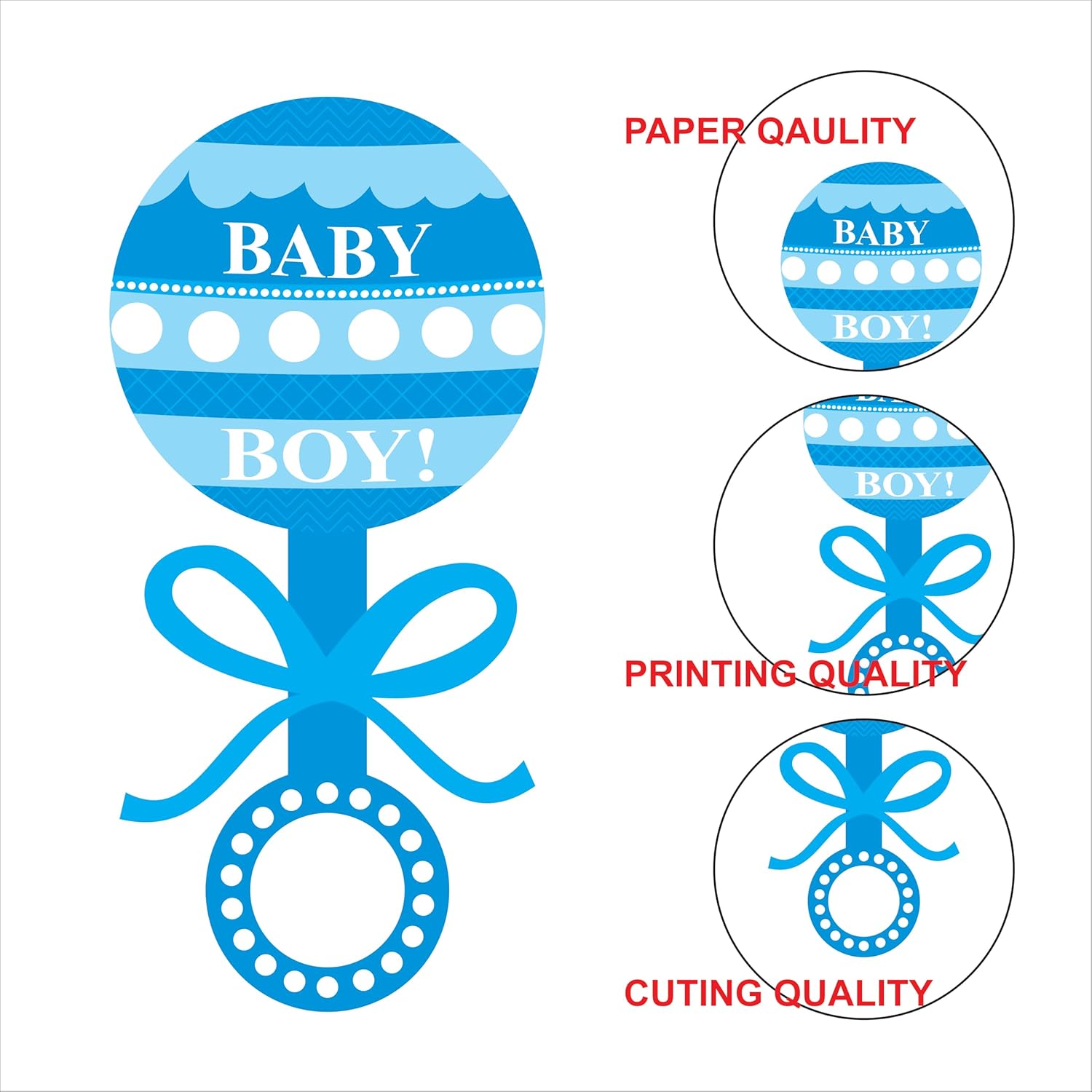 Baby Welcome Decoration Props, Decorative Paper Cutouts Featuring Boy Themed Designs Including Stars, Butterflies, Footprints in Blue Colour 14 pcs (Medium, Baby Shower)