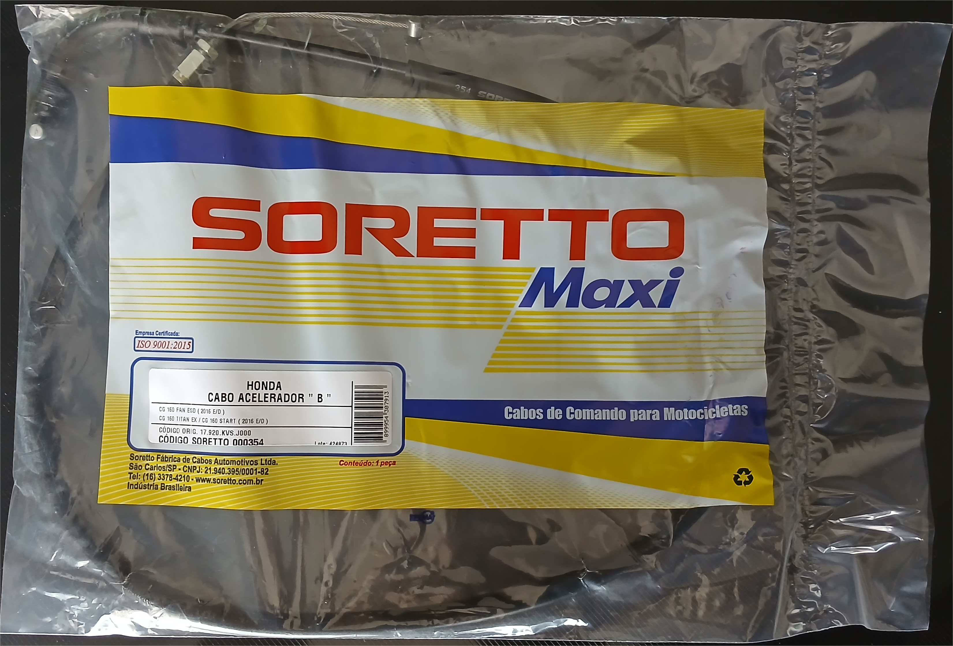 Cabo Acelerador Honda "A e B" CG 160 START ( 2016 E.D. )