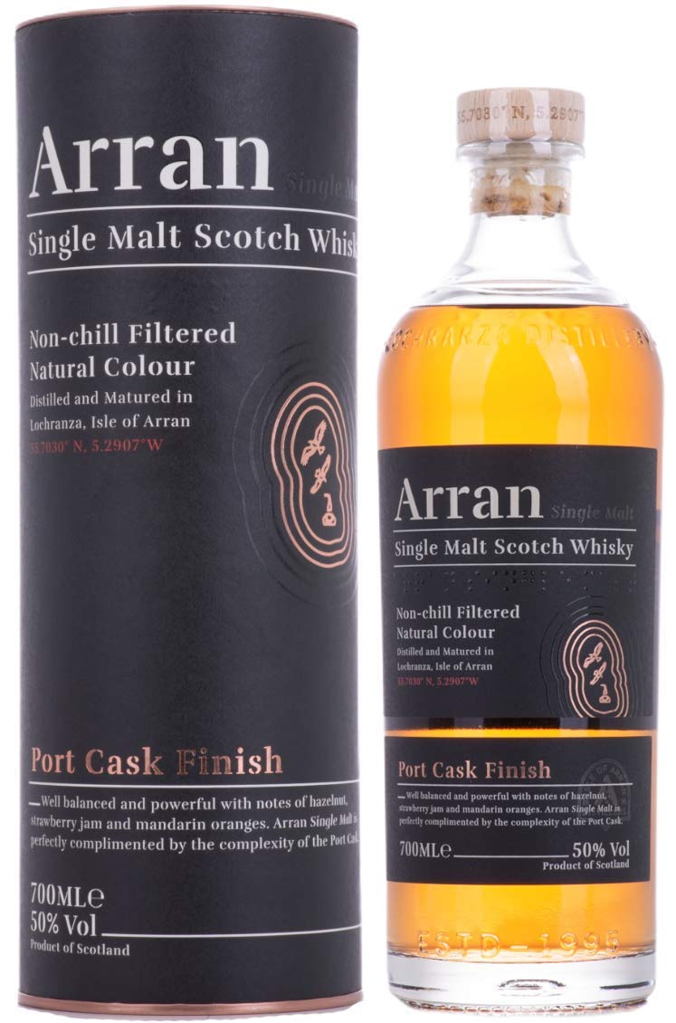 Arran Single Malt PORT CASK FINISH Single Malt Scotch Whisky 50% Vol. 0,7l en boîte cadeau