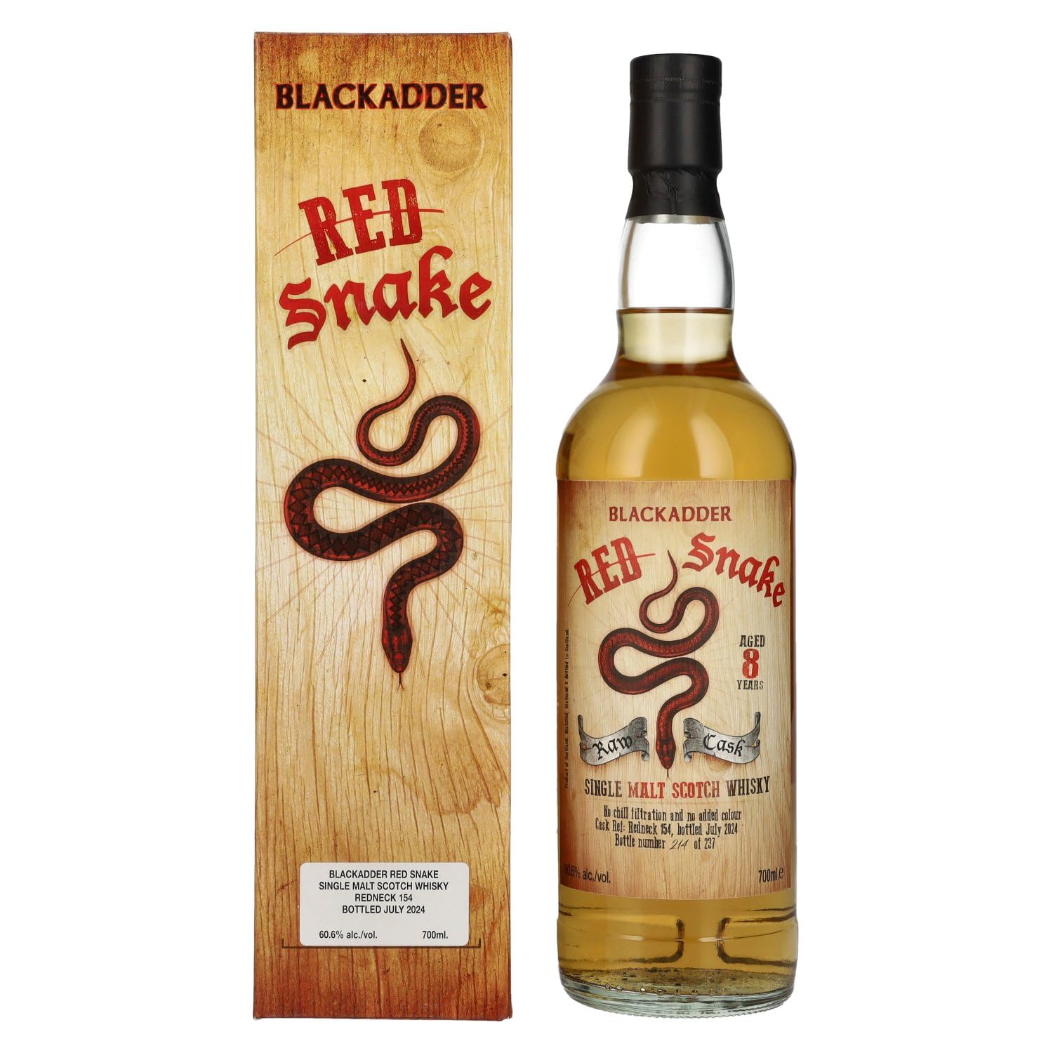 Blackadder 8 Years Old RED SNAKE Raw Cask Single Malt Scotch Whisky 60,6% Vol. 0,7l en boîte cadeau