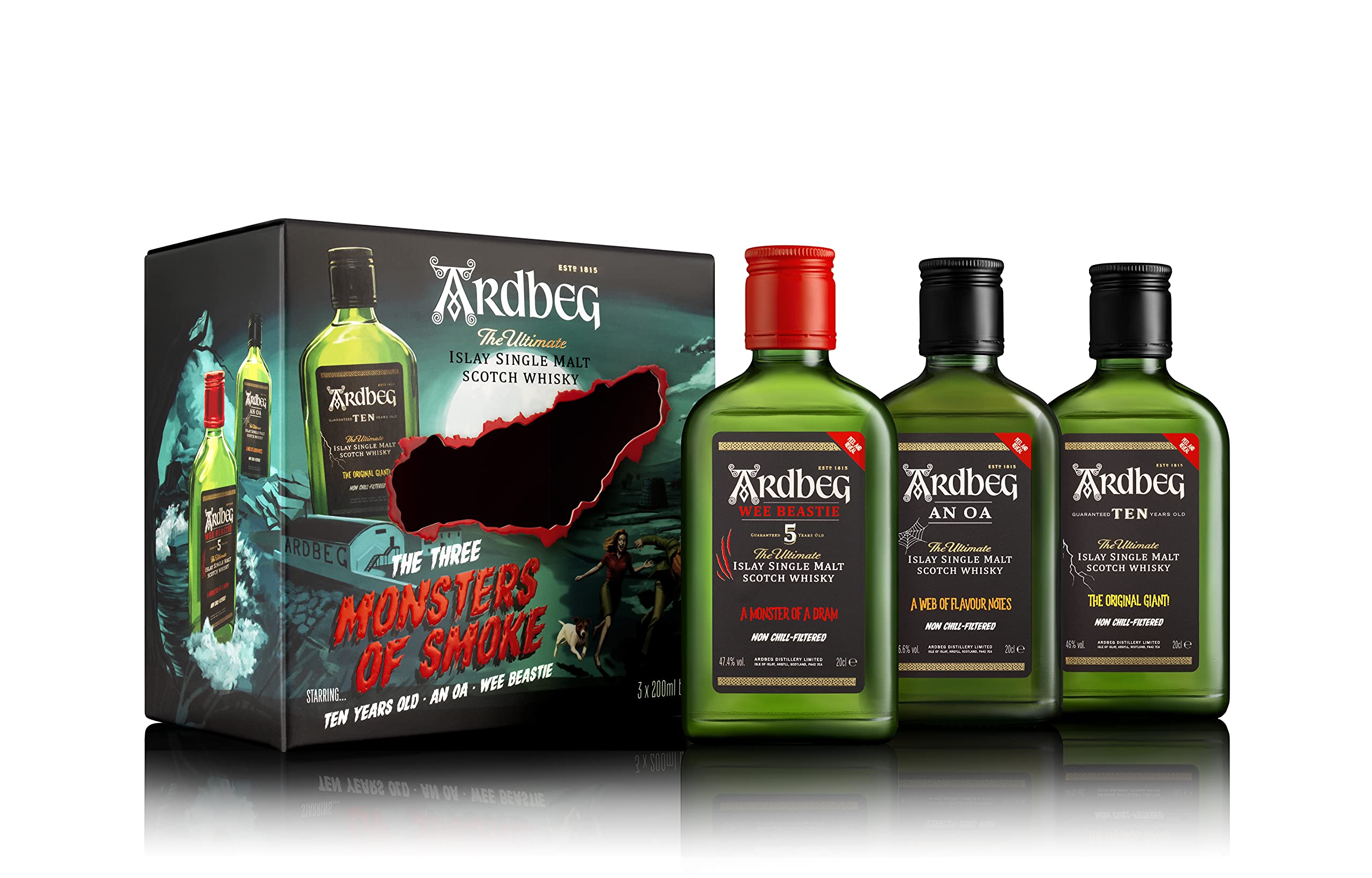 Ardbeg The Three MONSTERS OF SMOKE 46,7% Vol. 3x0,2l en boîte cadeau