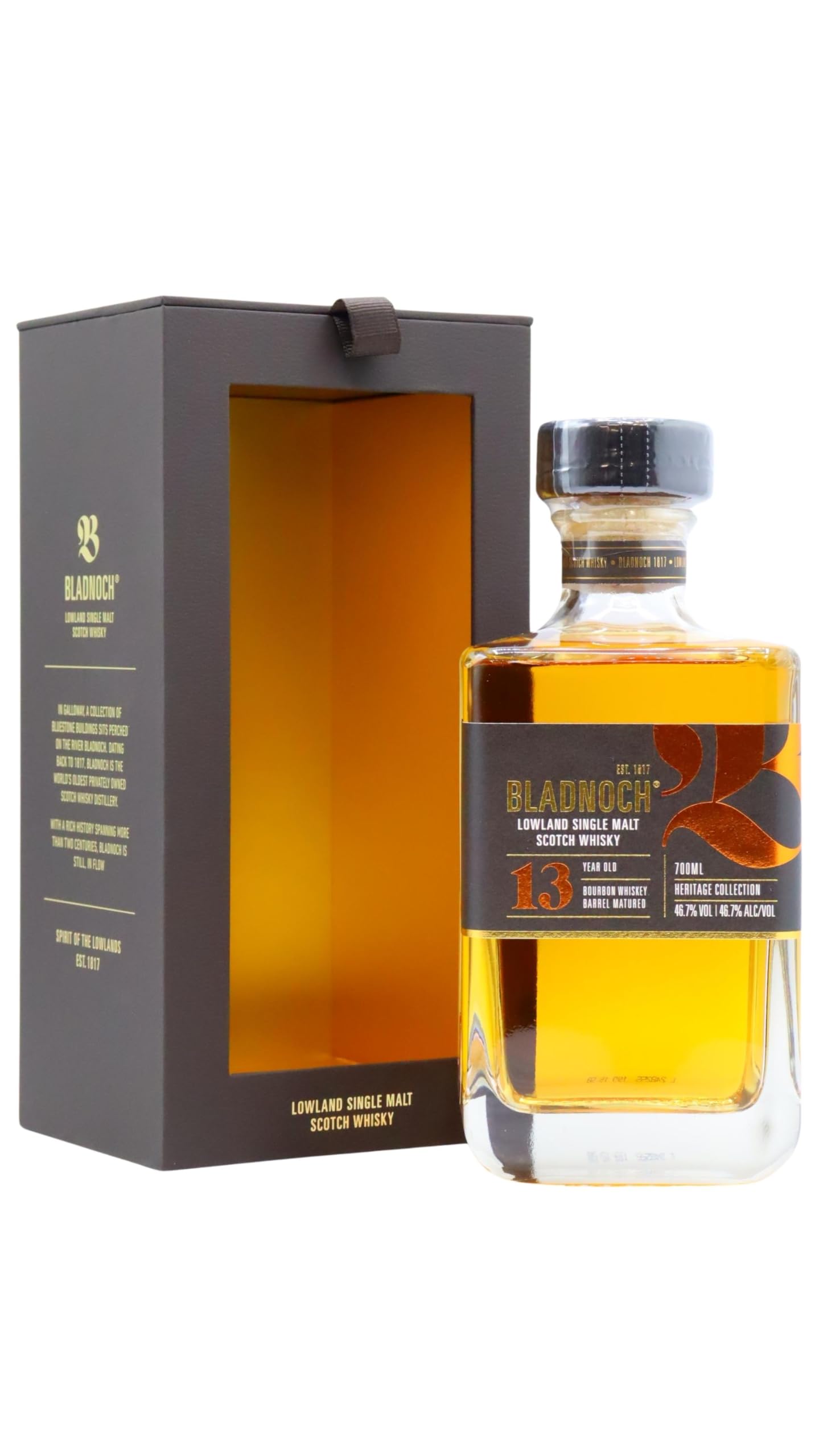 Bladnoch 13 Years Old Lowland Single Malt Bourbon Cask 46,7% Vol. 0,7l en boîte cadeau