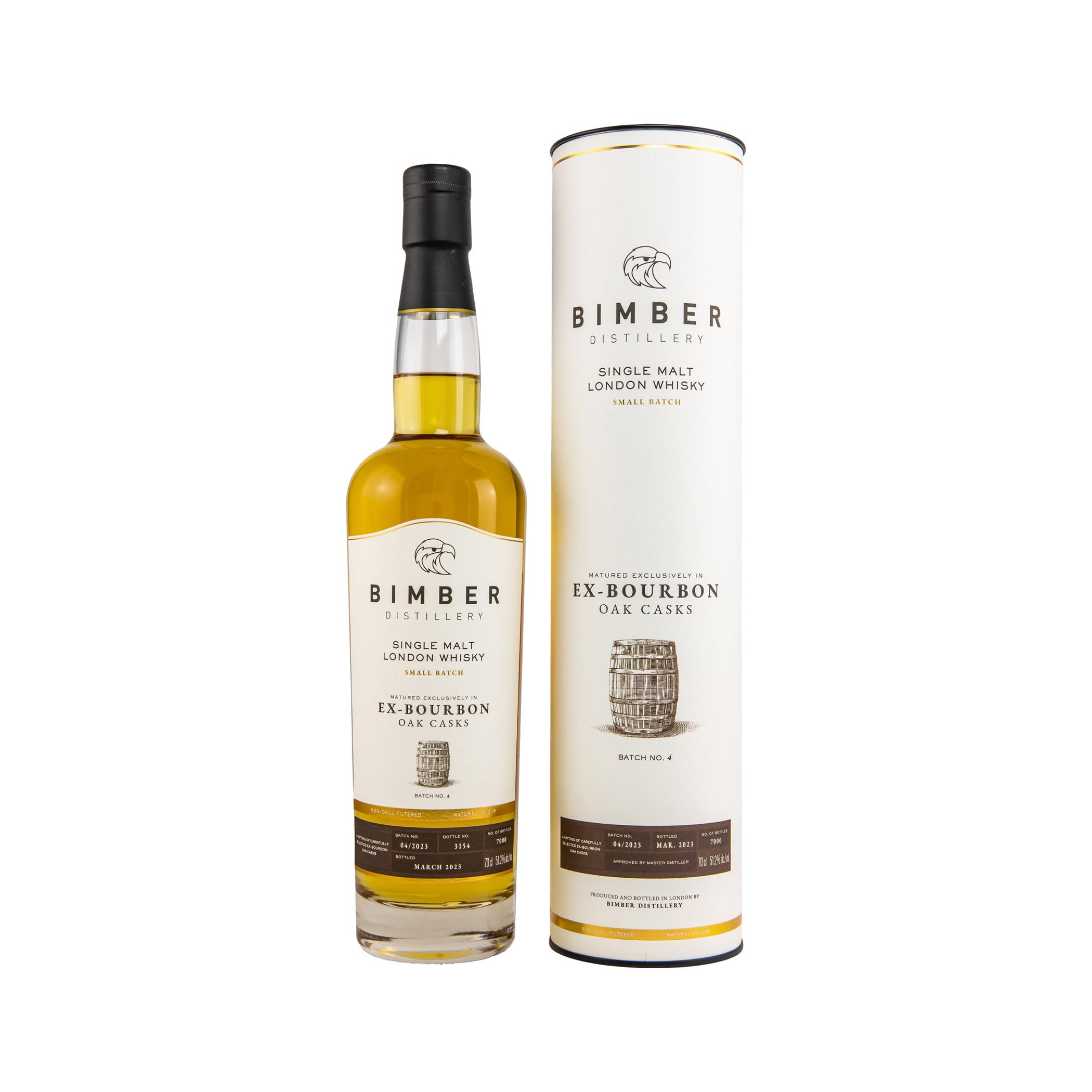 Bimber EX-BOURBON Oak Casks Single Malt London Whisky Batch No. 4 51,2% Vol. 0,7l en boîte cadeau