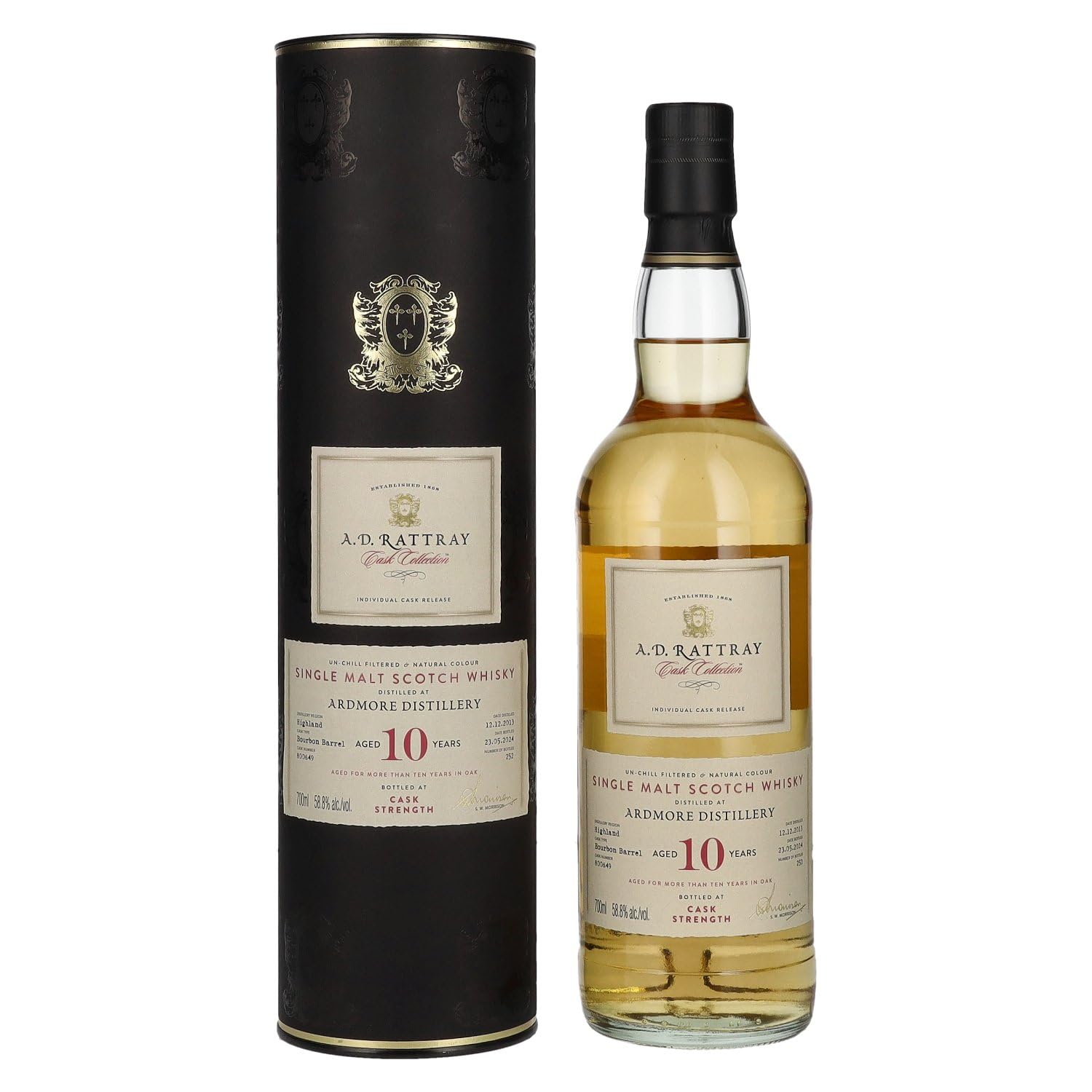 A.D. Rattray 10 Years Old ARDMORE Bourbon Barrel Whisky 2013 58,8% Vol. 0,7l en boîte cadeau