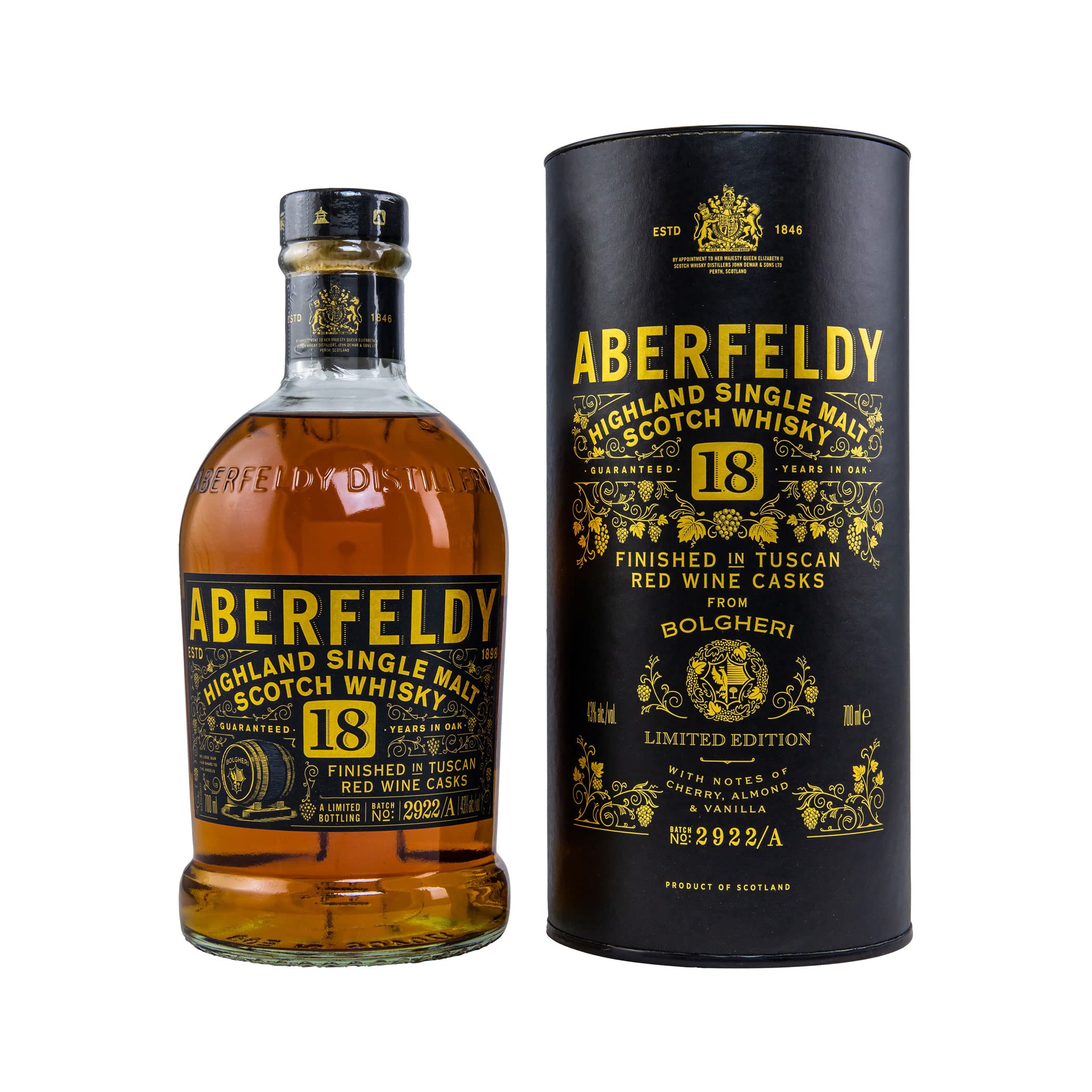 Aberfeldy 18 Years Old Red Wine Casks BOLGHERI 43% Vol. 0,7l en boîte cadeau