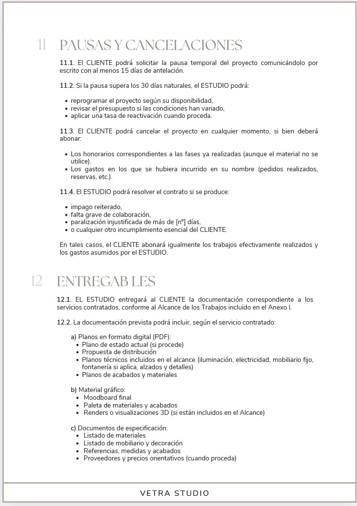 Contrato de Interiorismo · Plantilla Editable en Canva