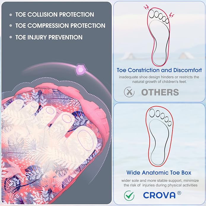 Built-in Heel Grips Water Shoes for Kids Girls Boys Hiking Wide Barefoot Swim Beach Pool Big Kid