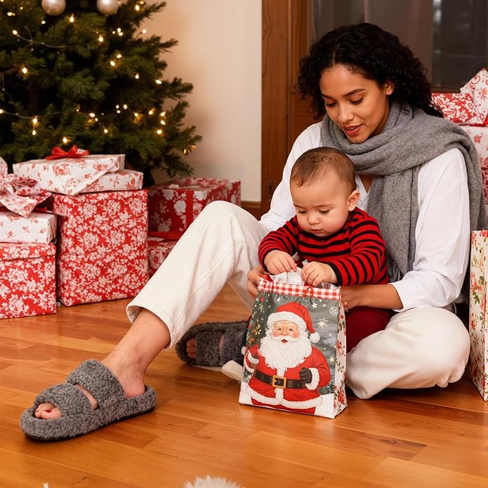 EverFoams Womens Fuzzy Open-toe Slippers Soft Comfy Memory Foam Indoor House Shoes