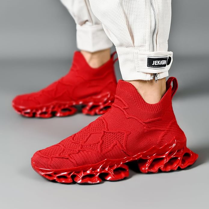 Poramea Mens Slip on Loafers Walking Tennis Shoes Laceless Running Blade Sneakers Mesh Trail Jogging Casual Athletic