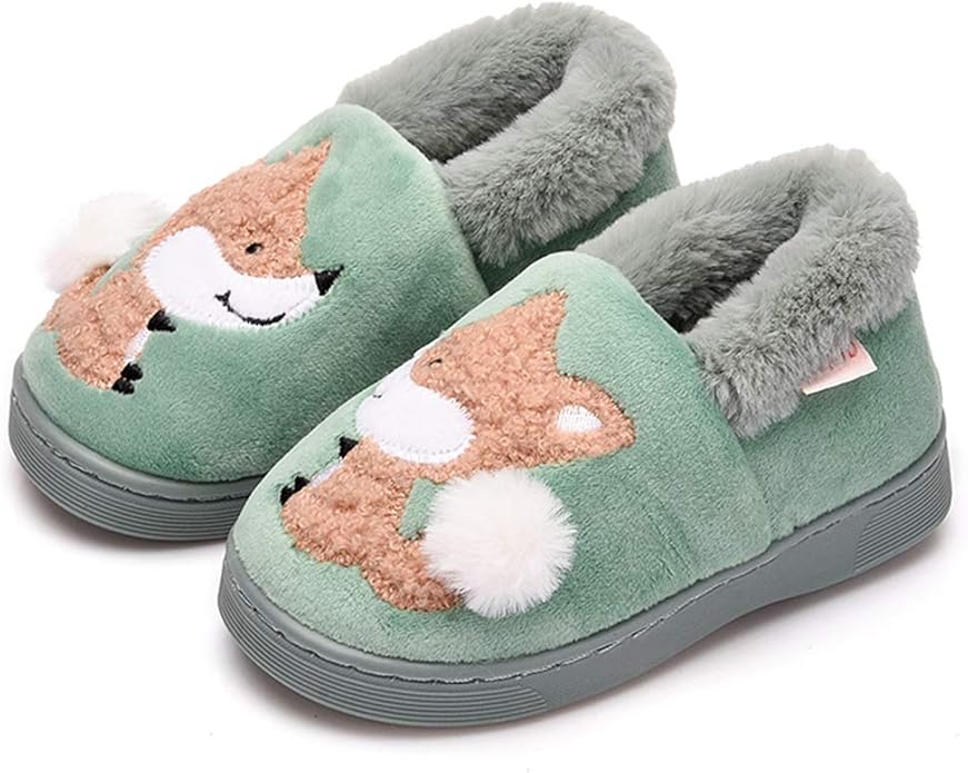 Ainikas Toddler Boys Girls Slippers Fluffy Little Kids House Slippers Warm Fur Cute Animal Home Slipper