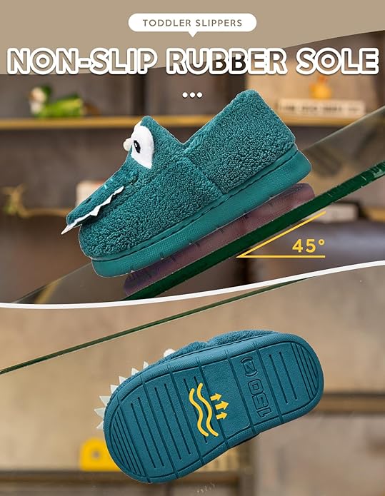 Kids Toddler Slippers Boys Girls Dinosaur Bunny House Shoes Non Slip Warm Soft Winter Fuzzy Indoor Slipper