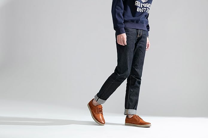 Jousen Men's Fashion Sneakers Leather Retro Casual Shoes for Men Breathable Dress Mens Sneakers