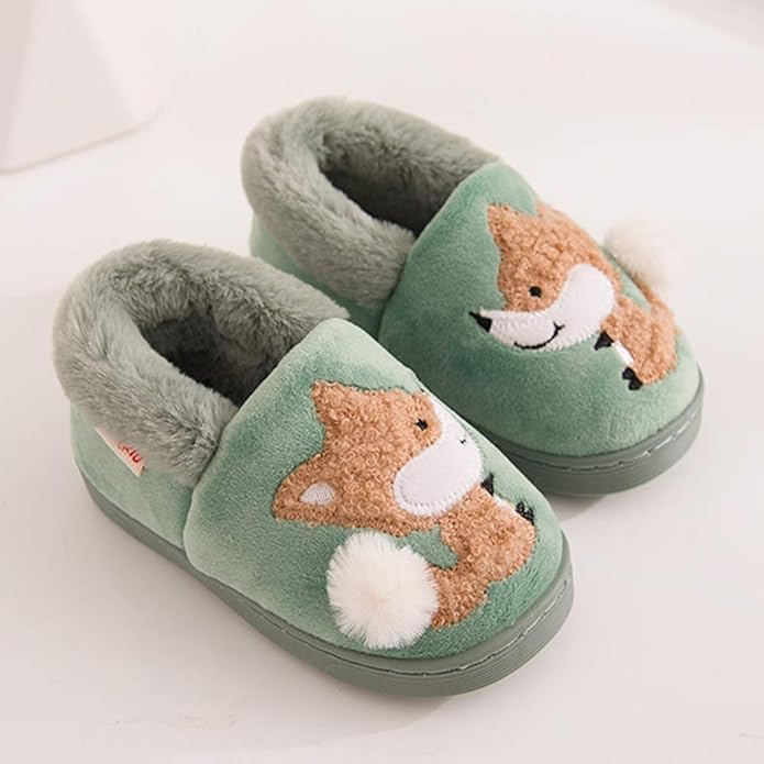 Ainikas Toddler Boys Girls Slippers Fluffy Little Kids House Slippers Warm Fur Cute Animal Home Slipper