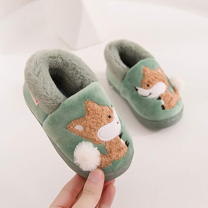 Ainikas Toddler Boys Girls Slippers Fluffy Little Kids House Slippers Warm Fur Cute Animal Home Slipper