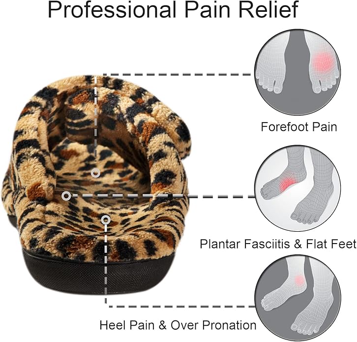 GRITHEIM Women's Orthotic Arch Support Slippers Fuzzy Adjustable Orthopedic Slippers for Plantar Fasciitis Furry Slide for Ladies